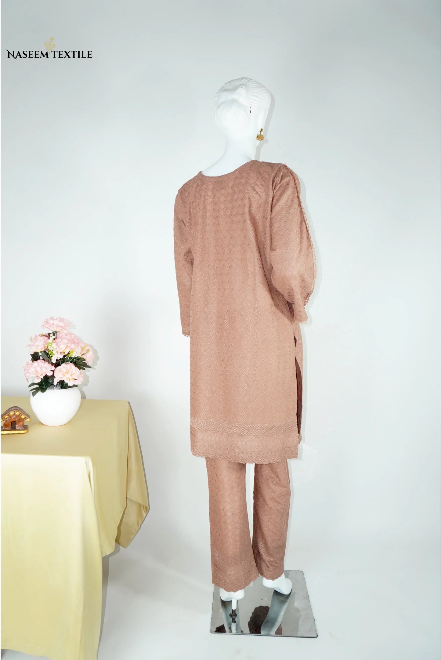 Everyday Luxe - Tea Pink Chikankari 2-piece Stitched Suit for Women | Kurta & Trouser | NT-WS05