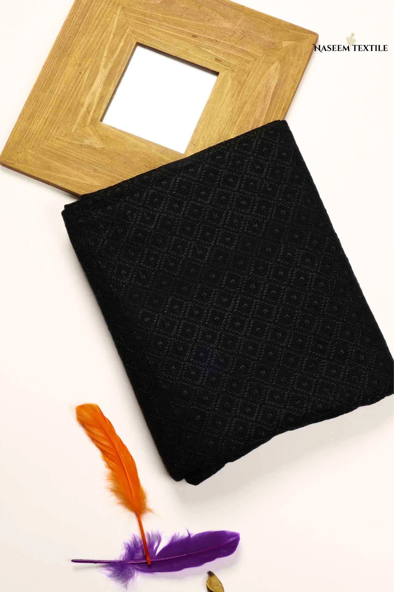 Black Chikan Kari Fabric – Wholesale at just 600 PKR/Yard (15 Yards Per Bundle)