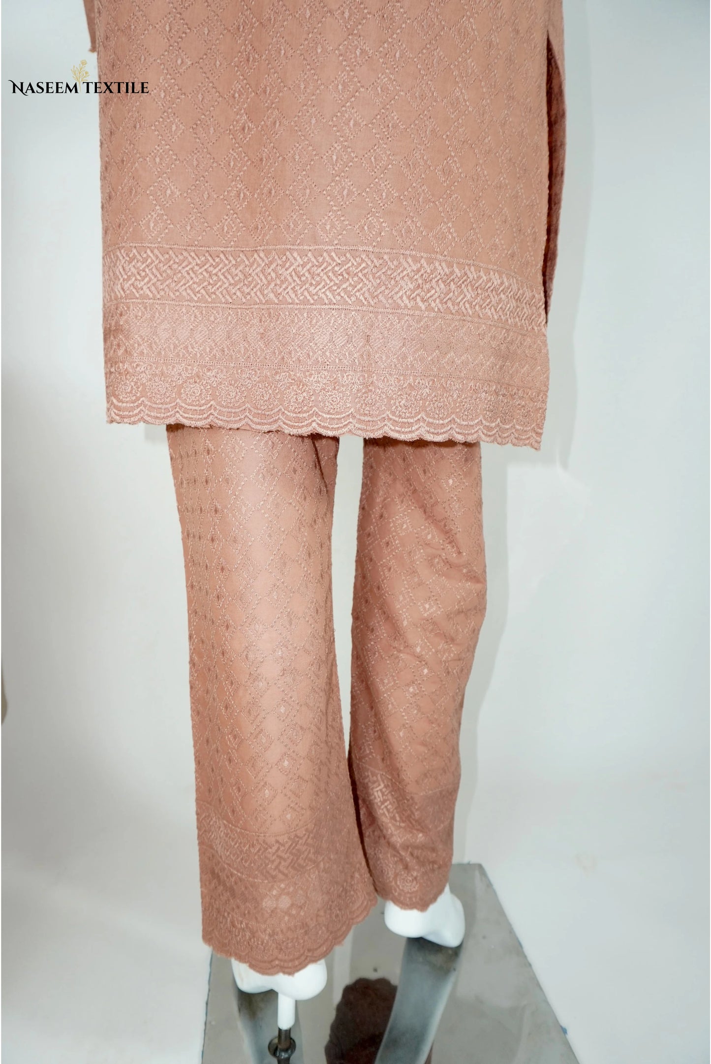 Everyday Luxe - Tea Pink Chikankari 2-piece Stitched Suit for Women | Kurta & Trouser | NT-WS05