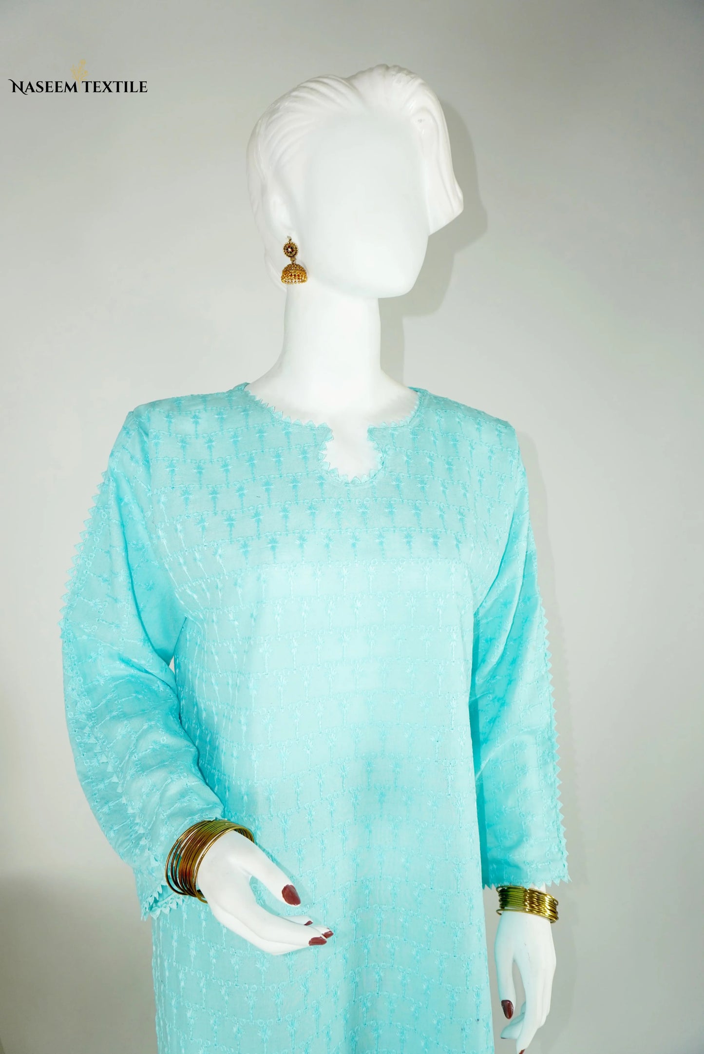 Everyday Luxe - Sky Blue Chikankari 2-piece Stitched Suit for Women | Kurta & Trouser | NT-WS04