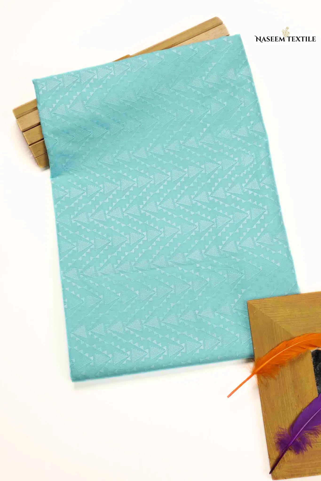Sky Blue Chikan Kari Fabric – Wholesale at just 600 PKR/Yard (15 Yards Per Bundle)