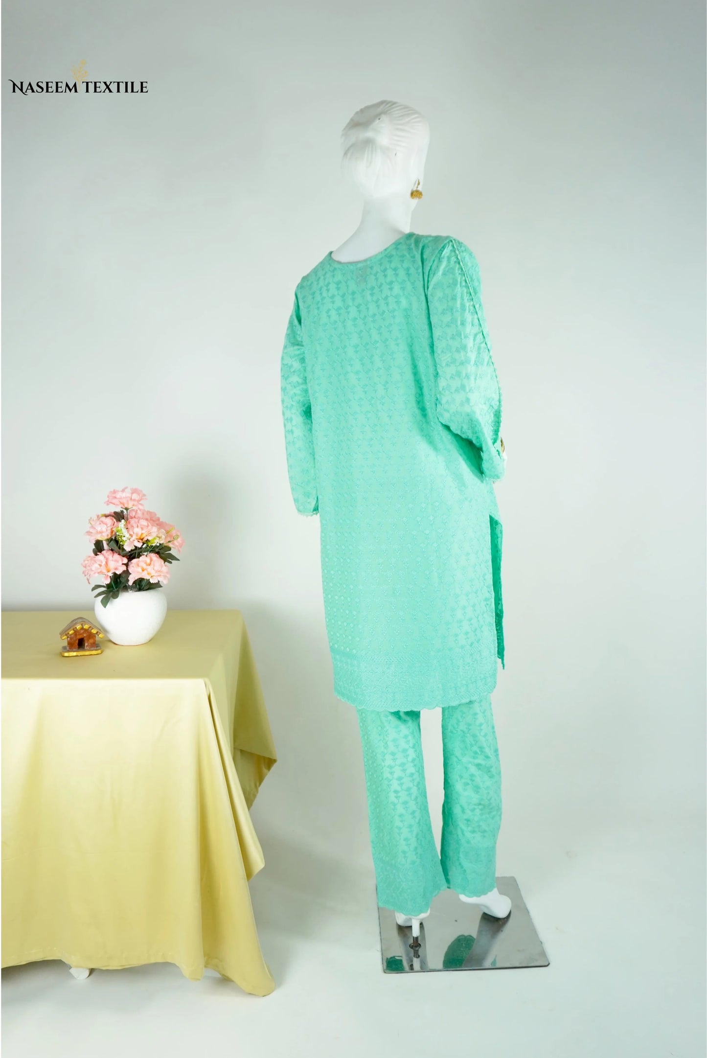 Everyday Luxe - Mint Green Chikankari 2-piece Stitched Suit for Women | Kurta & Trouser | NT-WS02