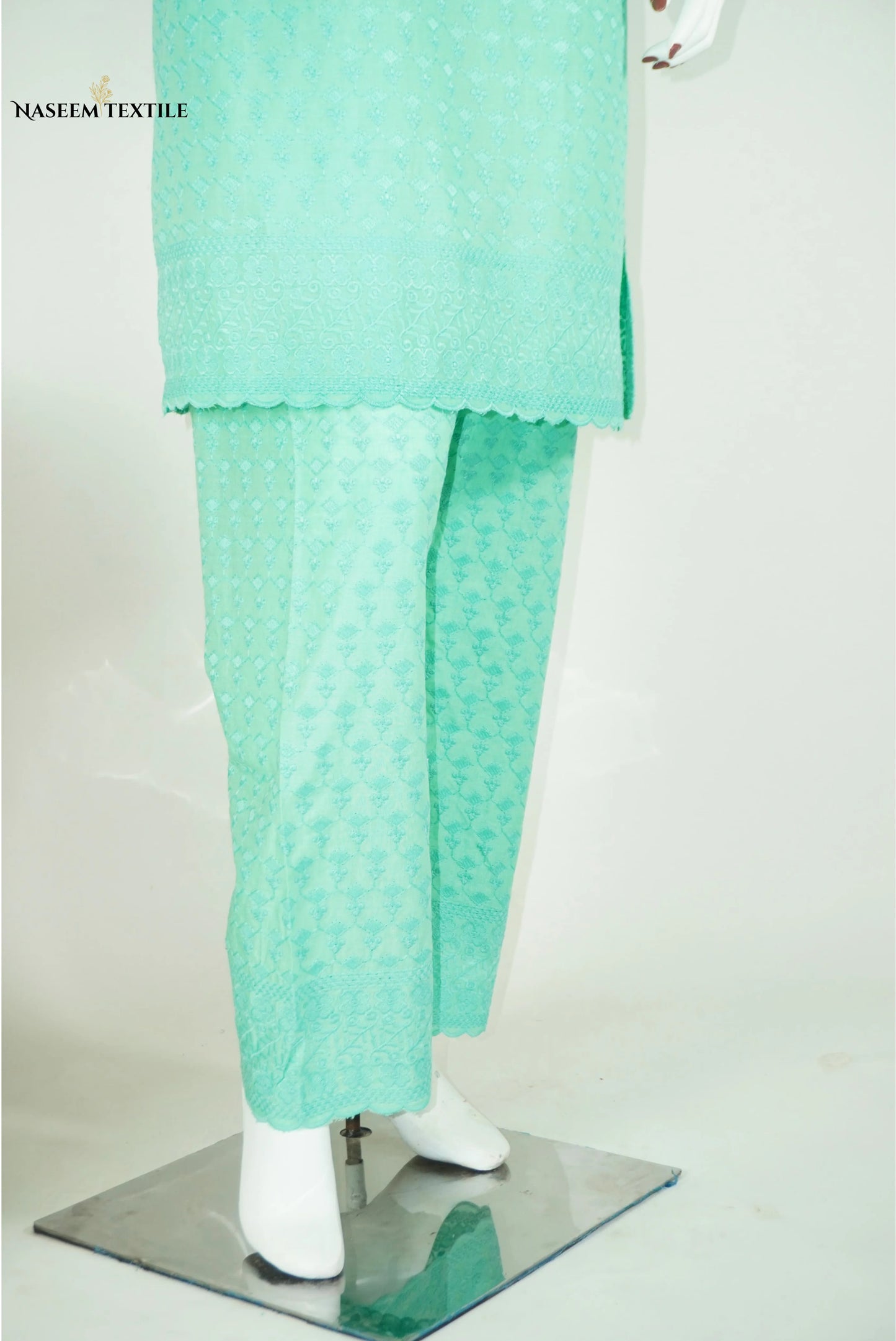 Everyday Luxe - Mint Green Chikankari 2-piece Stitched Suit for Women | Kurta & Trouser | NT-WS02