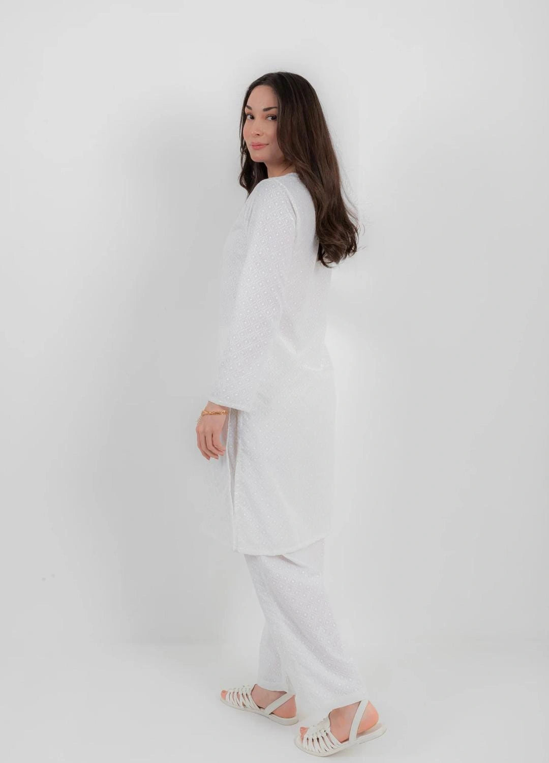 White Unstitched Chikankari 2-pcs Suit for Women| Classic Embroidery NT-WU4