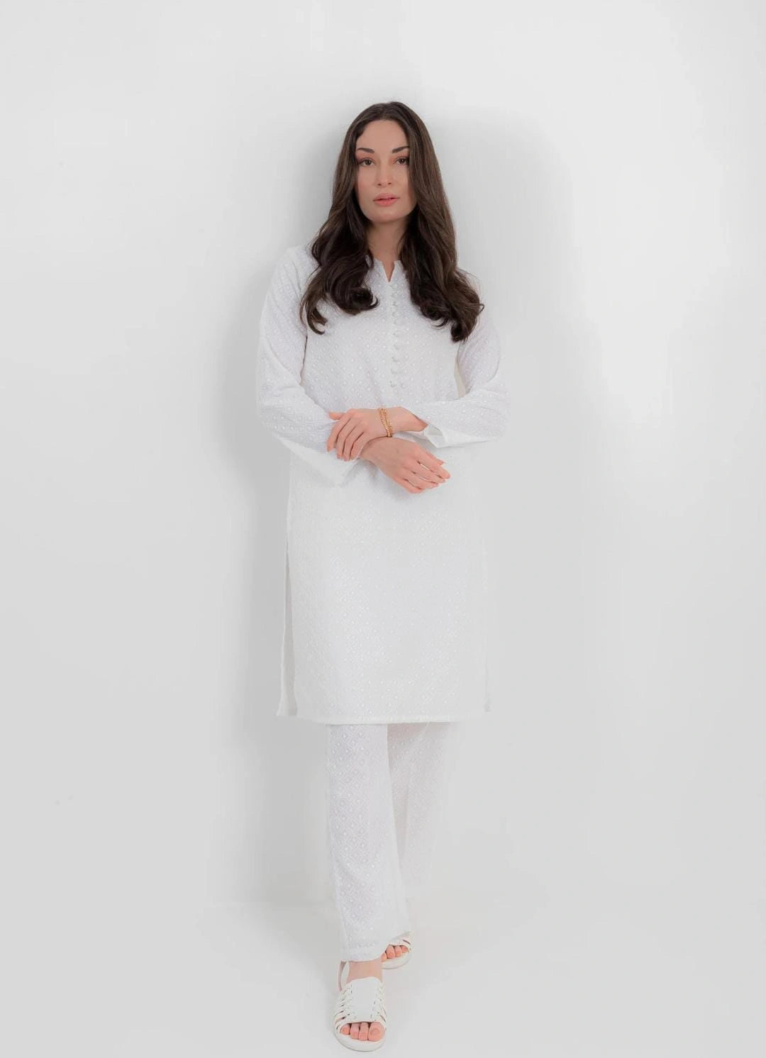 White Unstitched Chikankari 2-pcs Suit for Women| Classic Embroidery NT-WU4