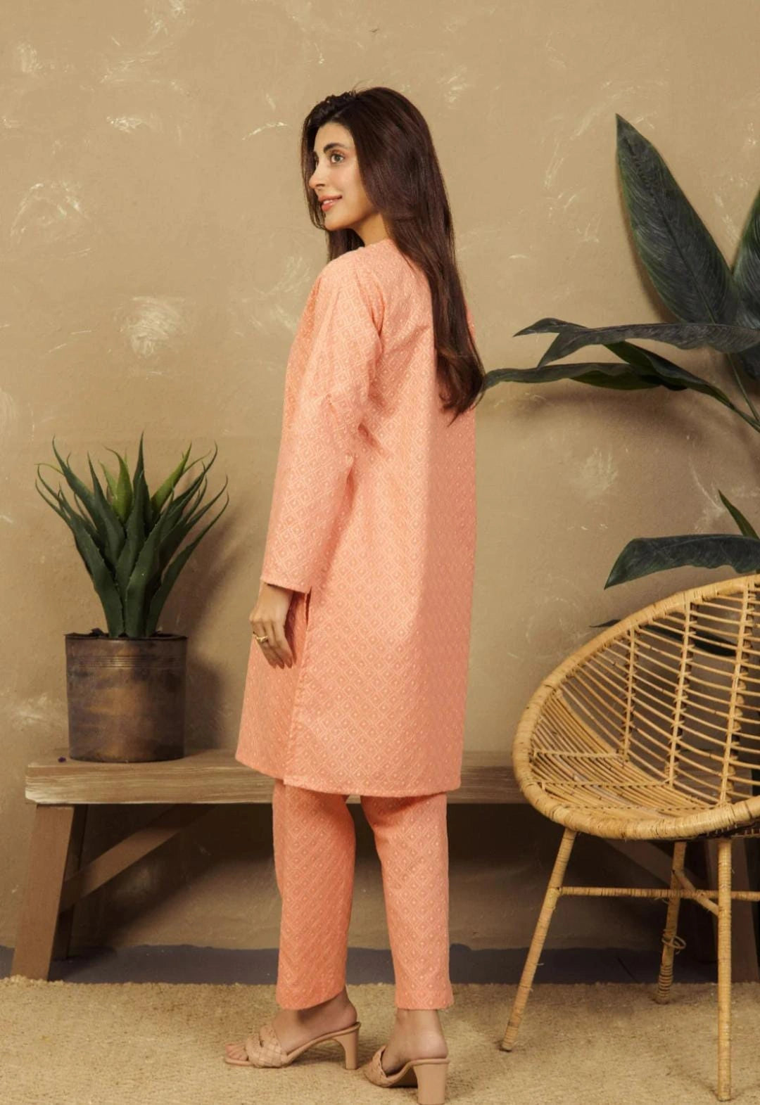 Sunset Peach Unstitched Chikankari 2-pcs Suit for Women| Classic Embroidery NT-WU5