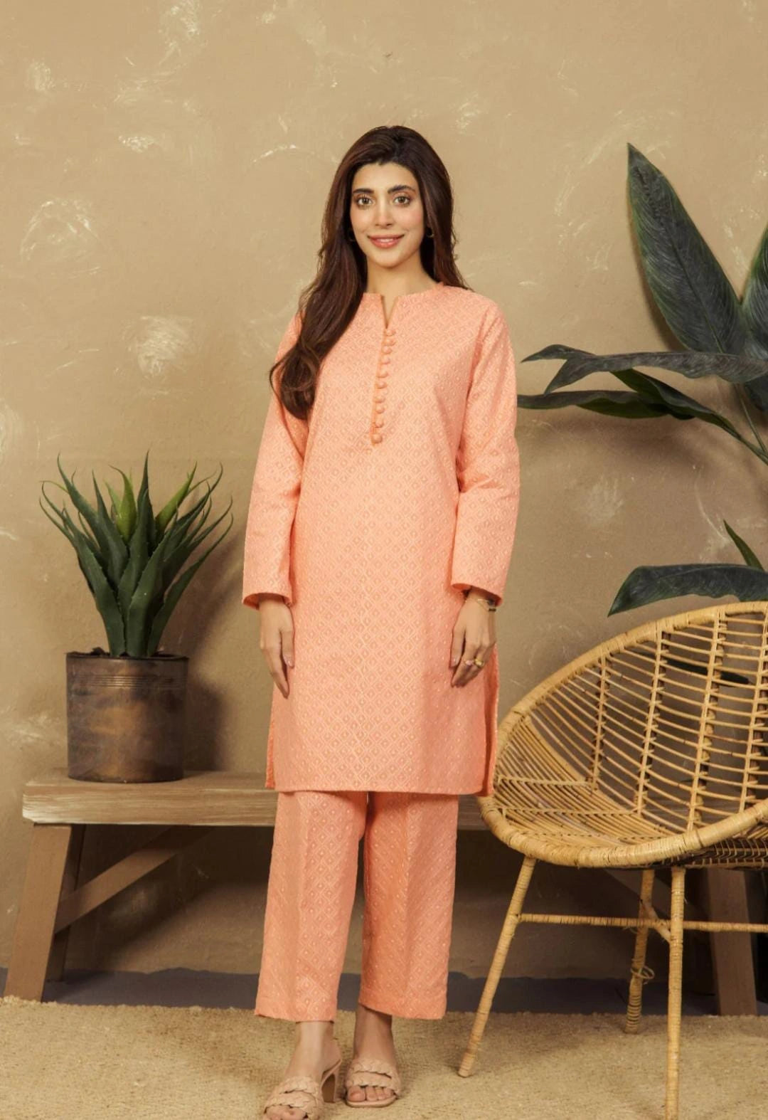 Sunset Peach Unstitched Chikankari 2-pcs Suit for Women| Classic Embroidery NT-WU5