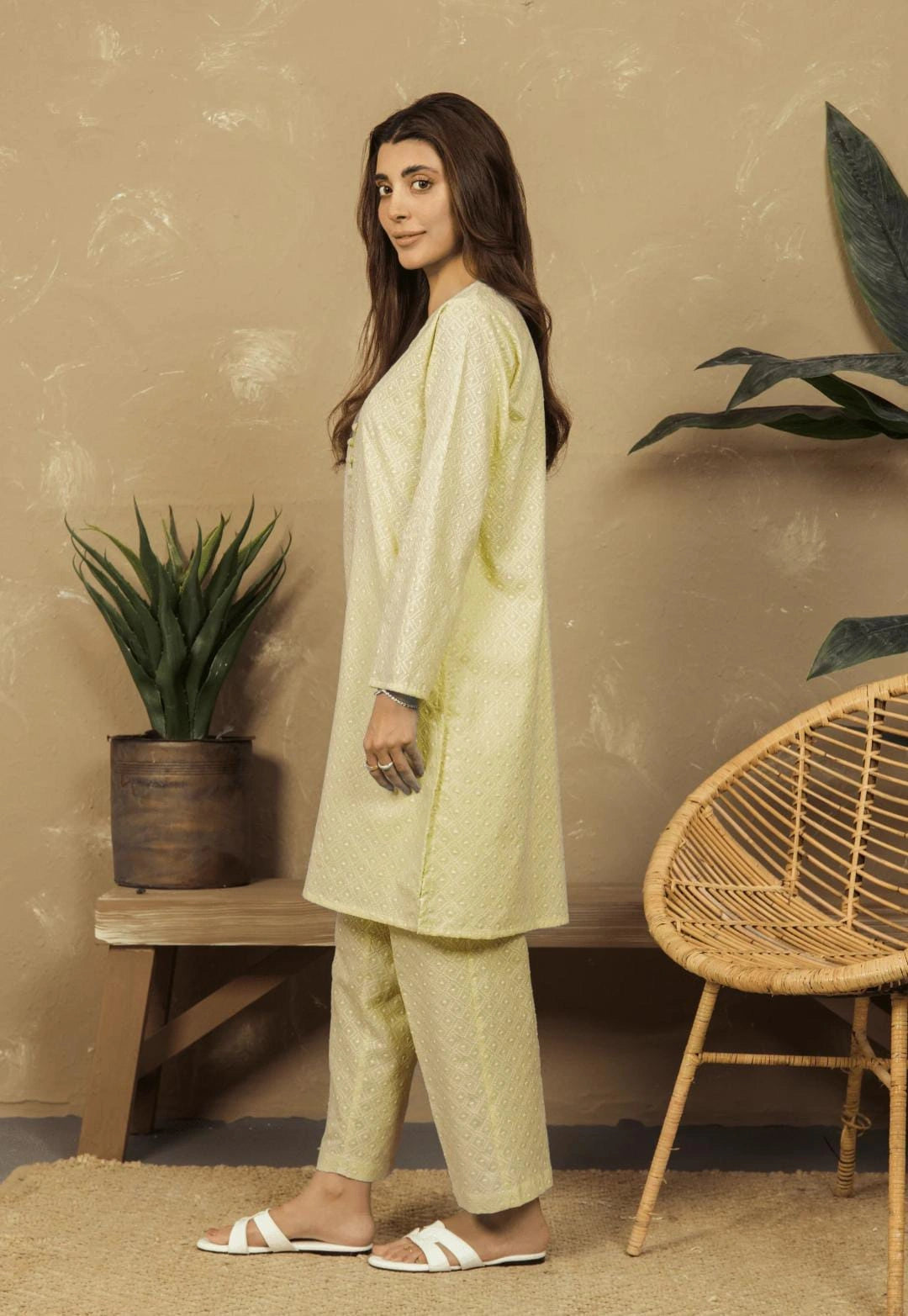 Lemon Yellow Unstitched Chikankari 2-pcs Suit for Women| Classic Embroidery NT-WU1