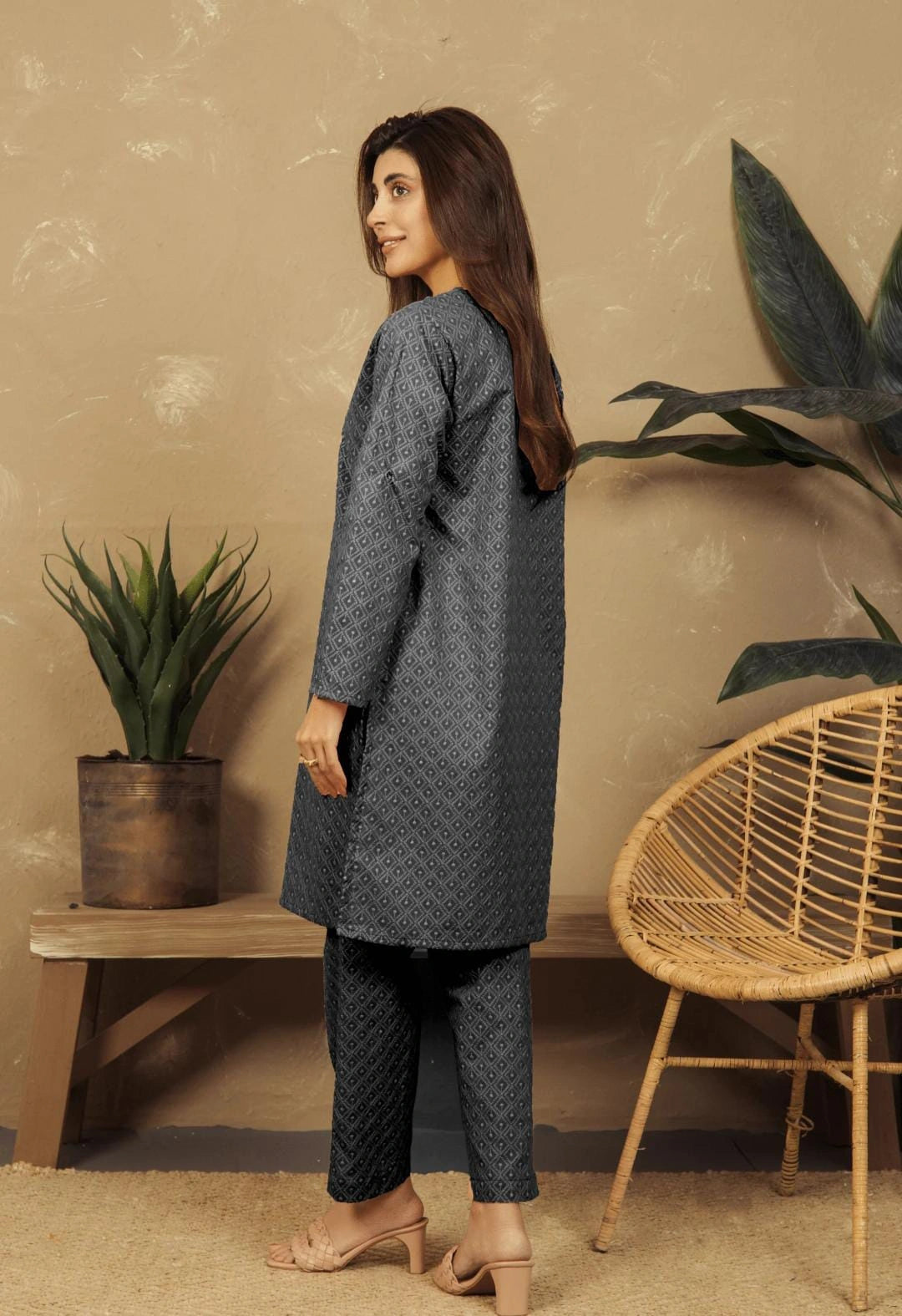 Dark Grey Unstitched Chikankari 2-pcs Suit for Women| Classic Embroidery NT-WU2