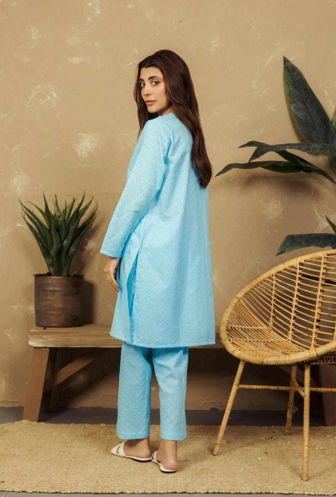 Sky Blue Unstitched Chikankari 2-pcs Suit for Women| Classic Embroidery NT-WU3
