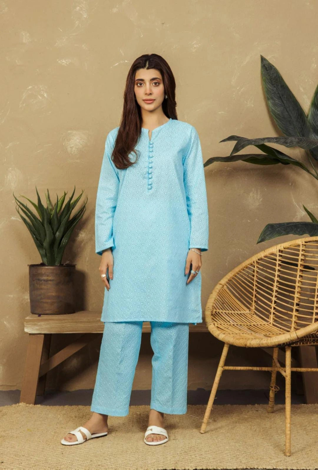 Sky Blue Unstitched Chikankari 2-pcs Suit for Women| Classic Embroidery NT-WU3