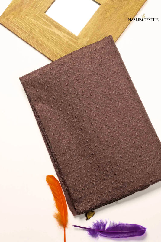 Espresso Brown Unstitched Chikankari Kurta Fabric for Men | NT-M10