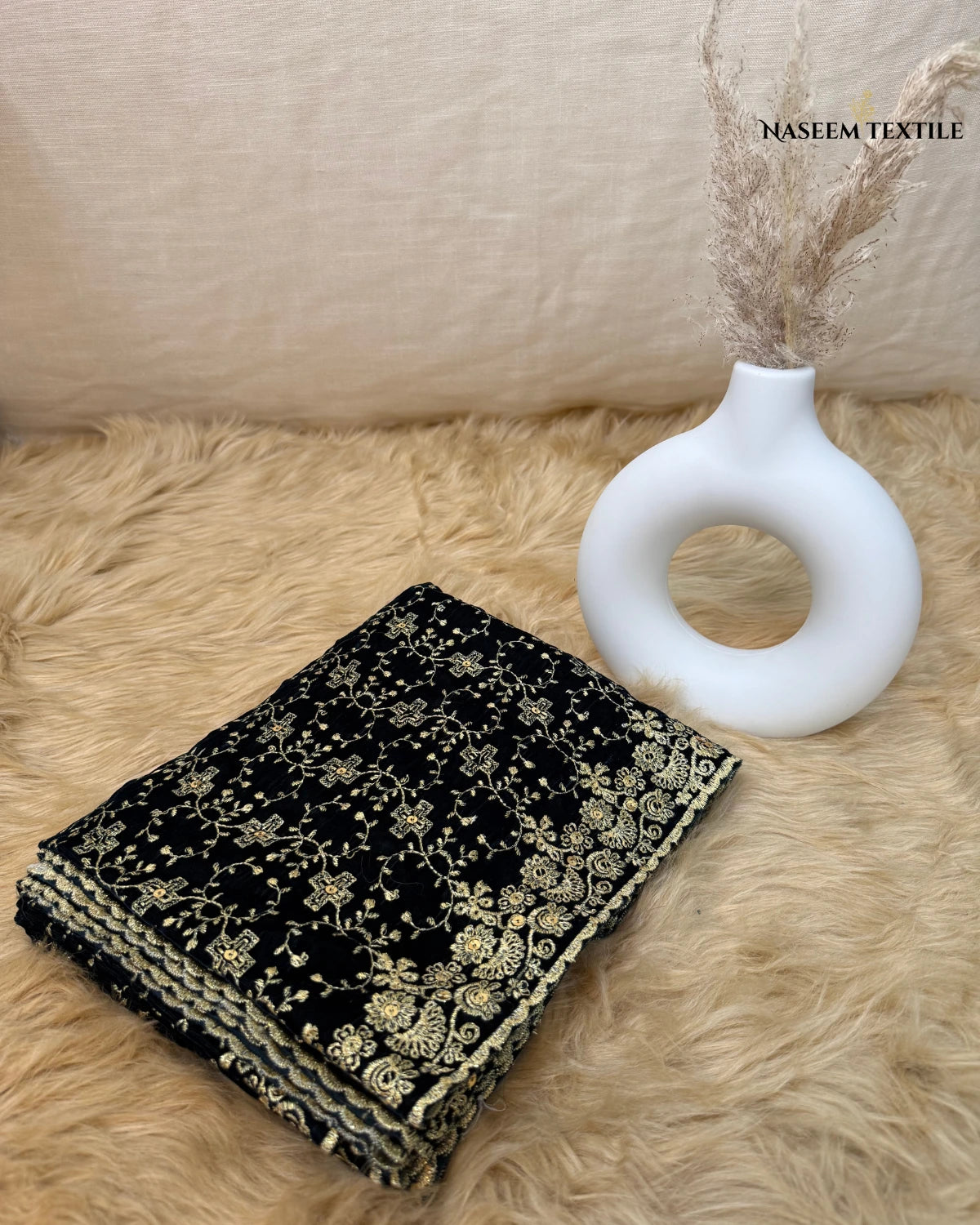 Emerald Green Embroidered Velvet Shawl – Luxe Winter Collection | NT-VS-03