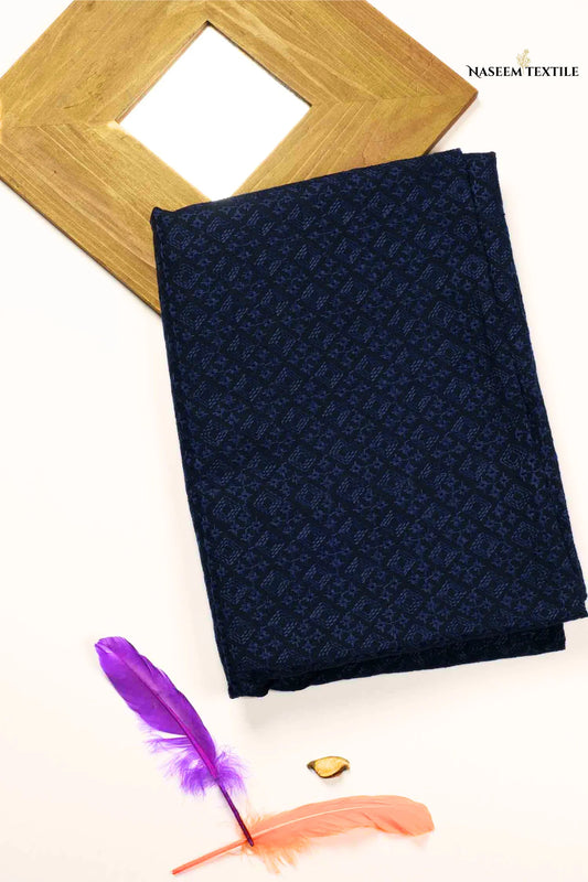 Midnight Blue Unstitched Chikankari Kurta Fabric for Men | NT-M08