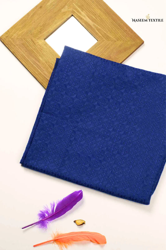 Royal Blue Unstitched Chikankari Kurta Fabric for Men | NT-M16