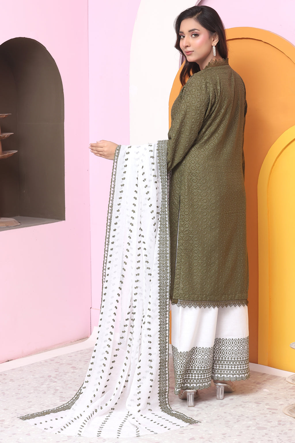 Sage Premium Chikankari Unstitched 3pcs suit