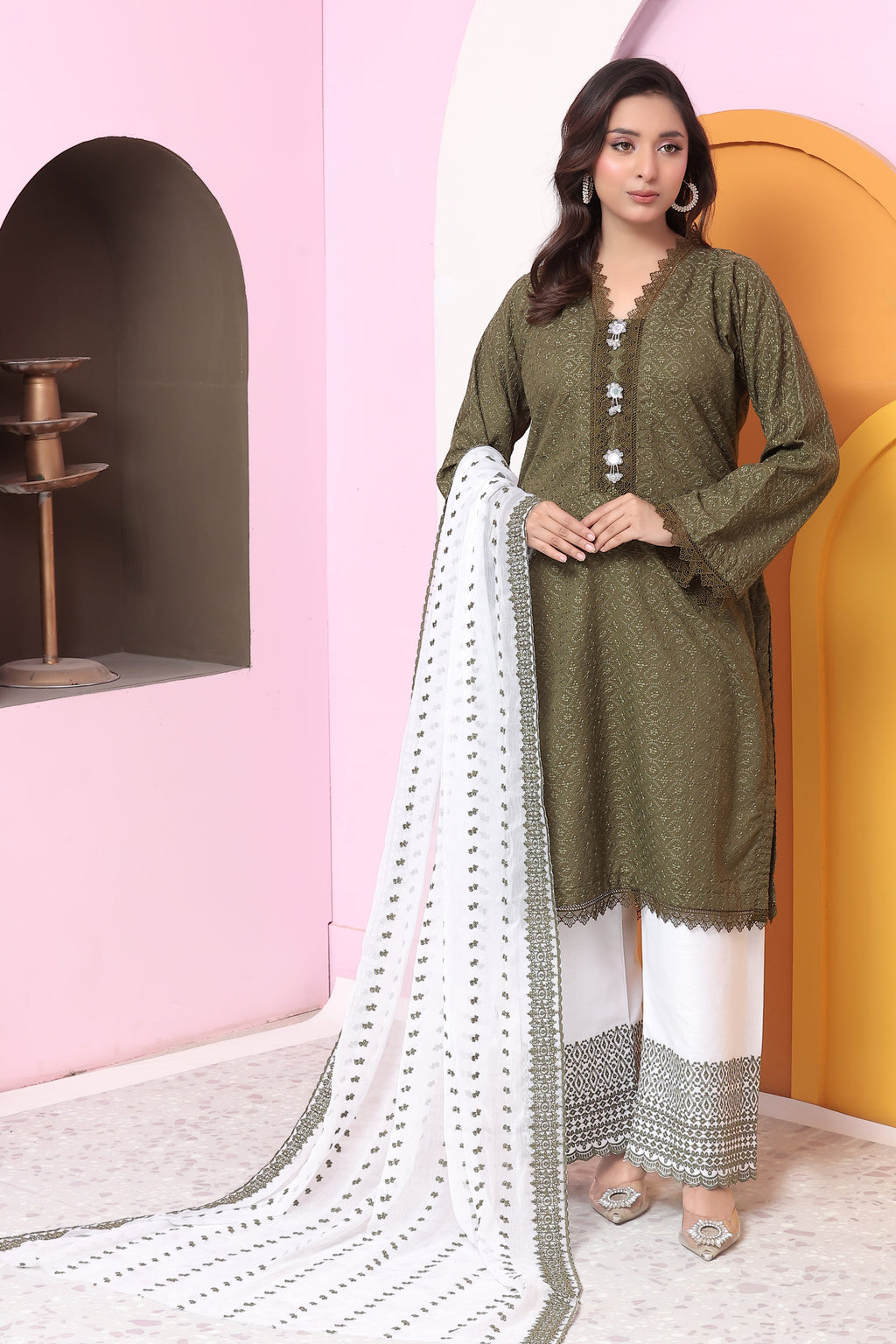 Sage Premium Chikankari Unstitched 3pcs suit