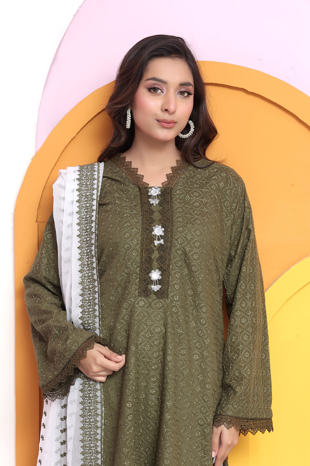 Sage Premium Chikankari Unstitched 3pcs suit