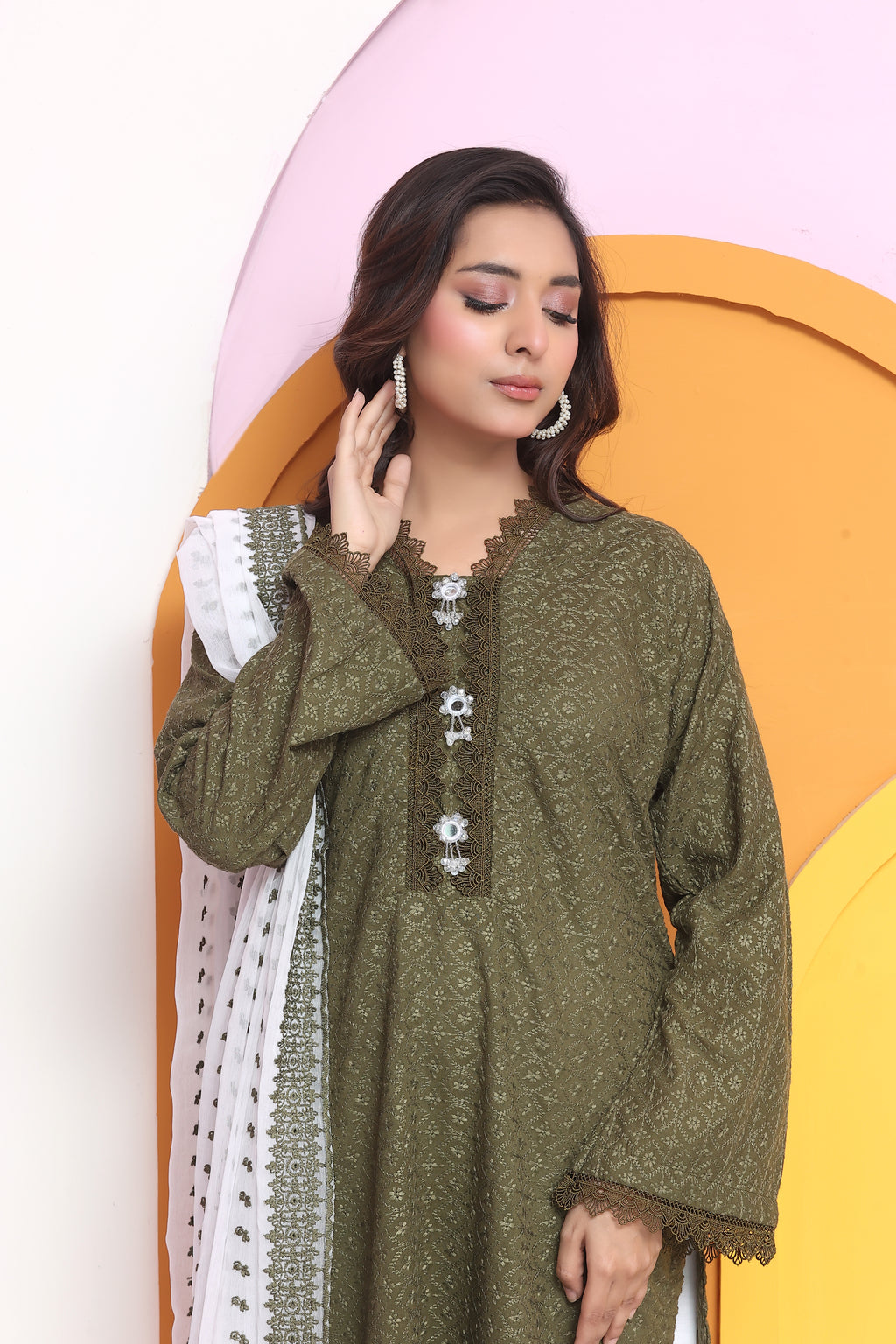 Sage Premium Chikankari Unstitched 3pcs suit