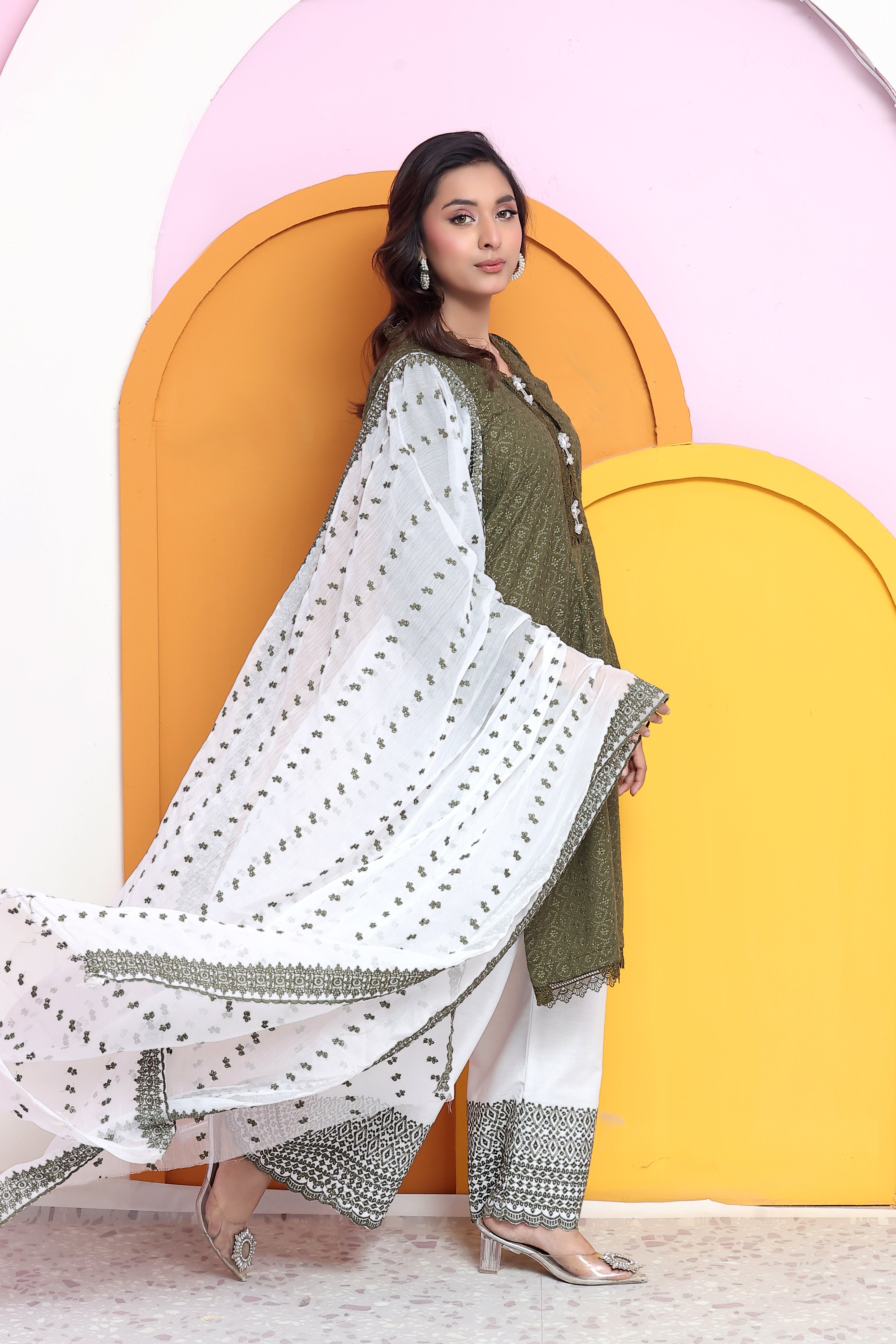 Sage Premium Chikankari Unstitched 3pcs suit