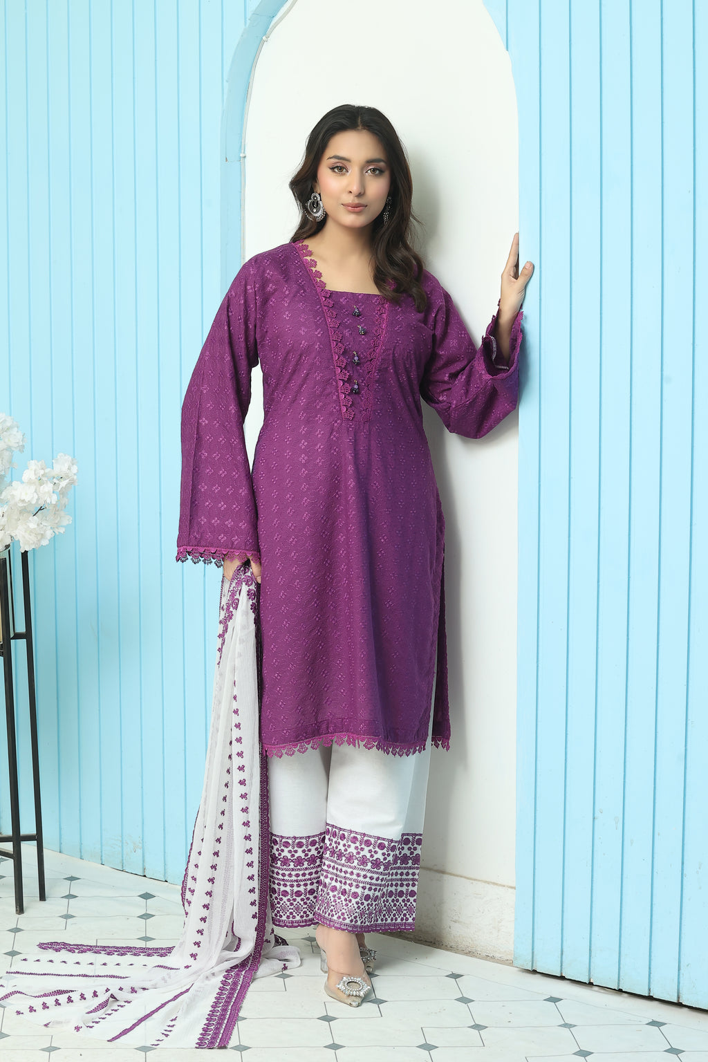 Premium Chikankari Unstitched 3pcs suit