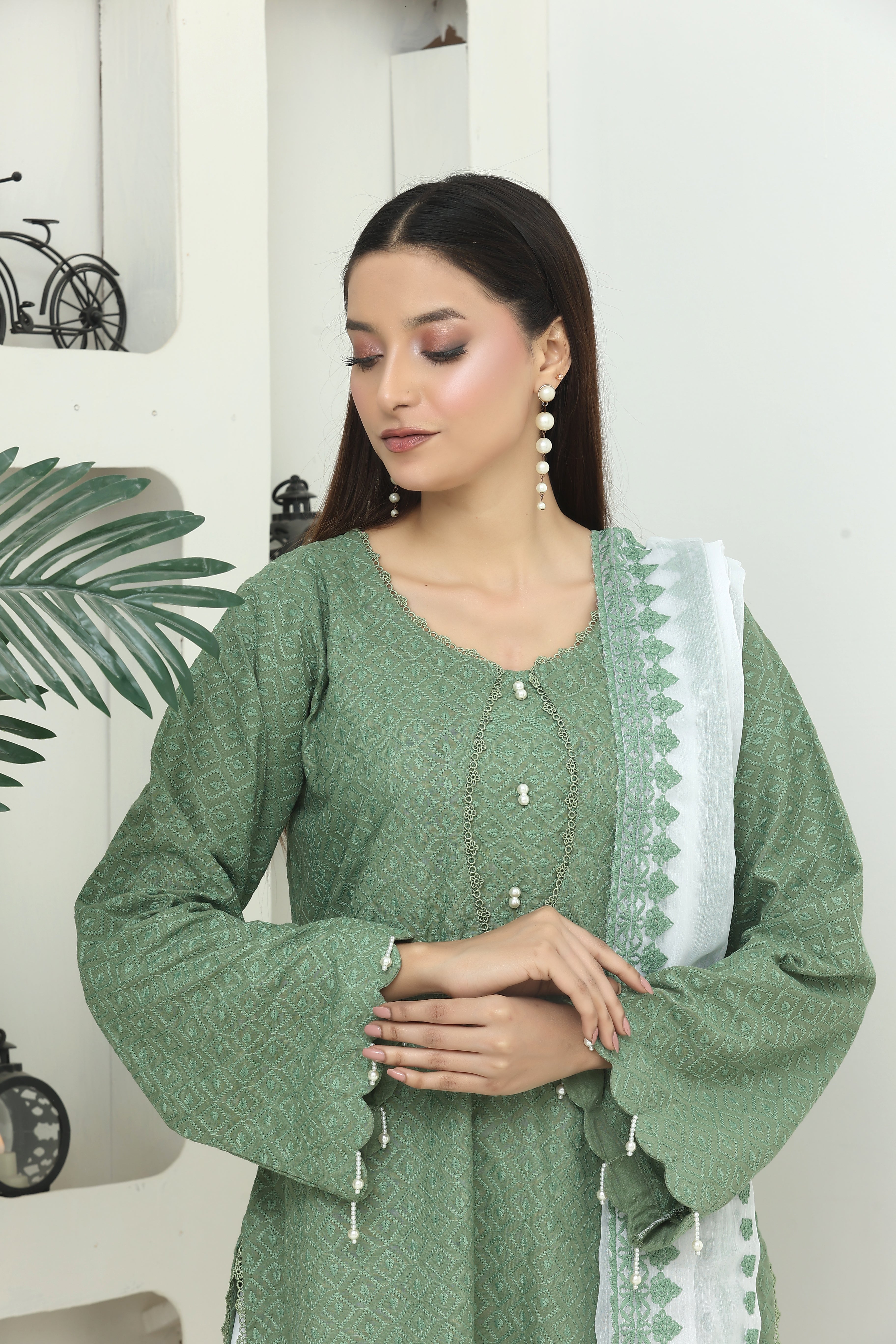 Premium Chikankari Unstitched 3pcs suit