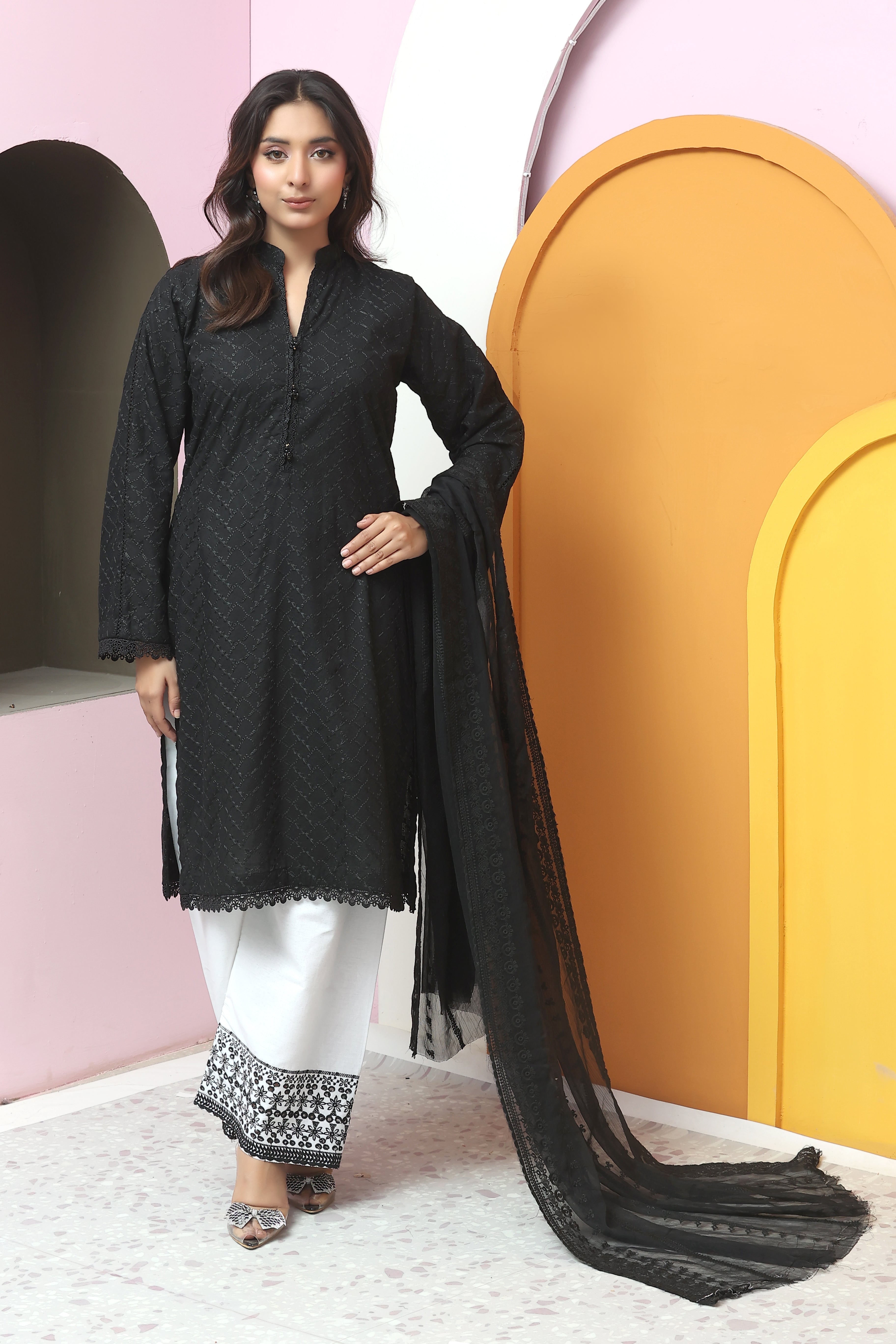 Eman Premium Chikankari Unstitched 3pcs suit