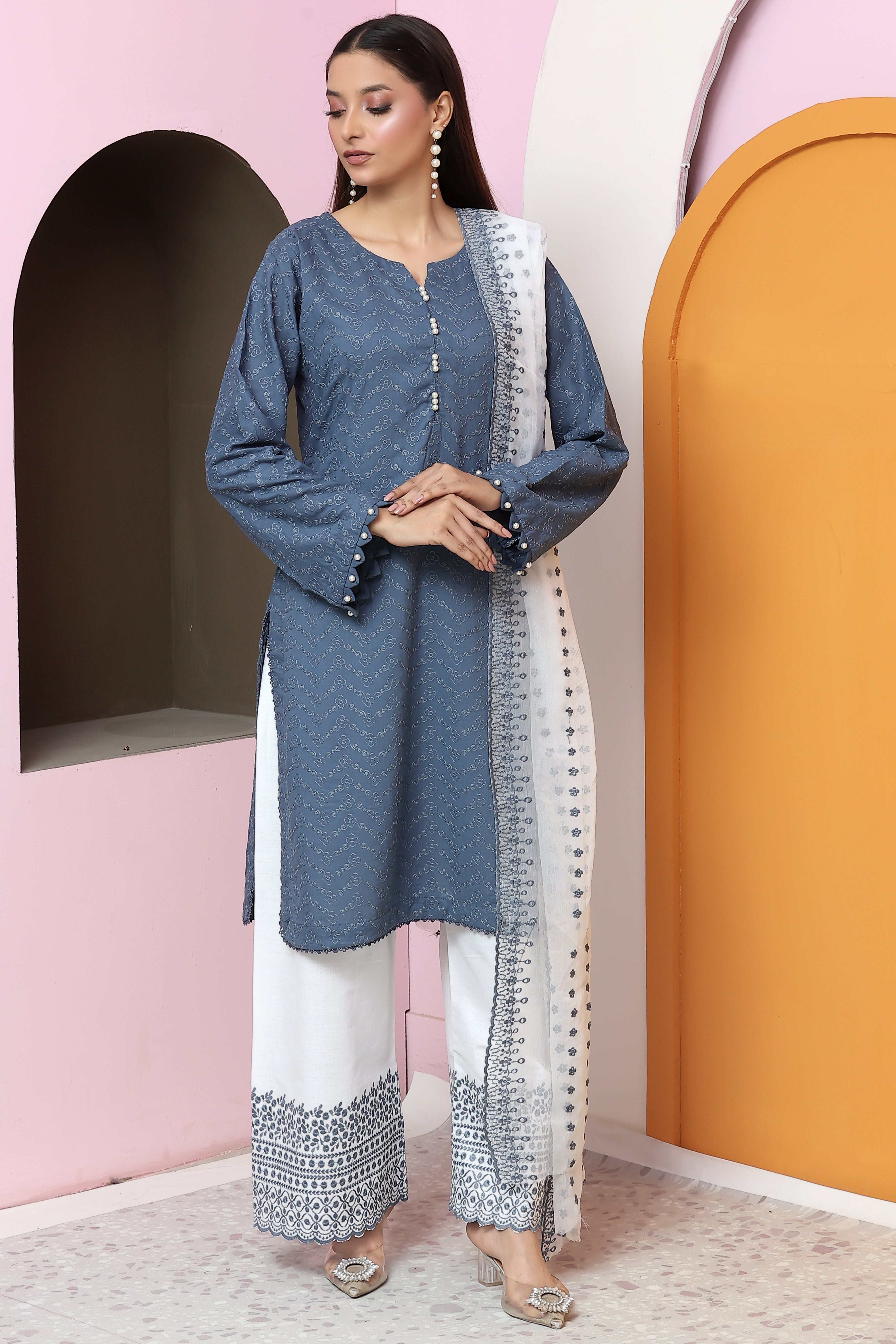 Premium Chikankari Unstitched 3pcs suit