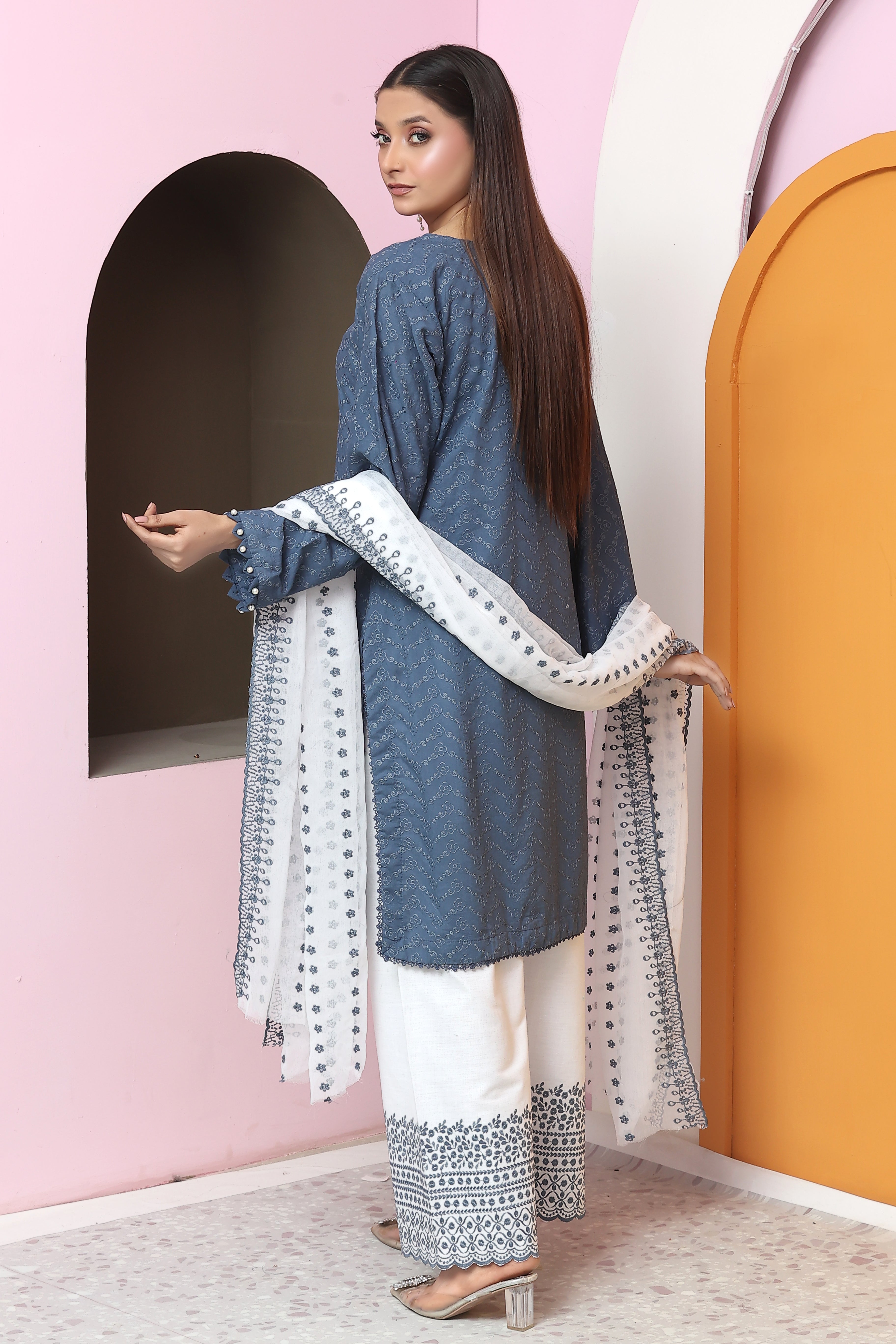 Premium Chikankari Unstitched 3pcs suit