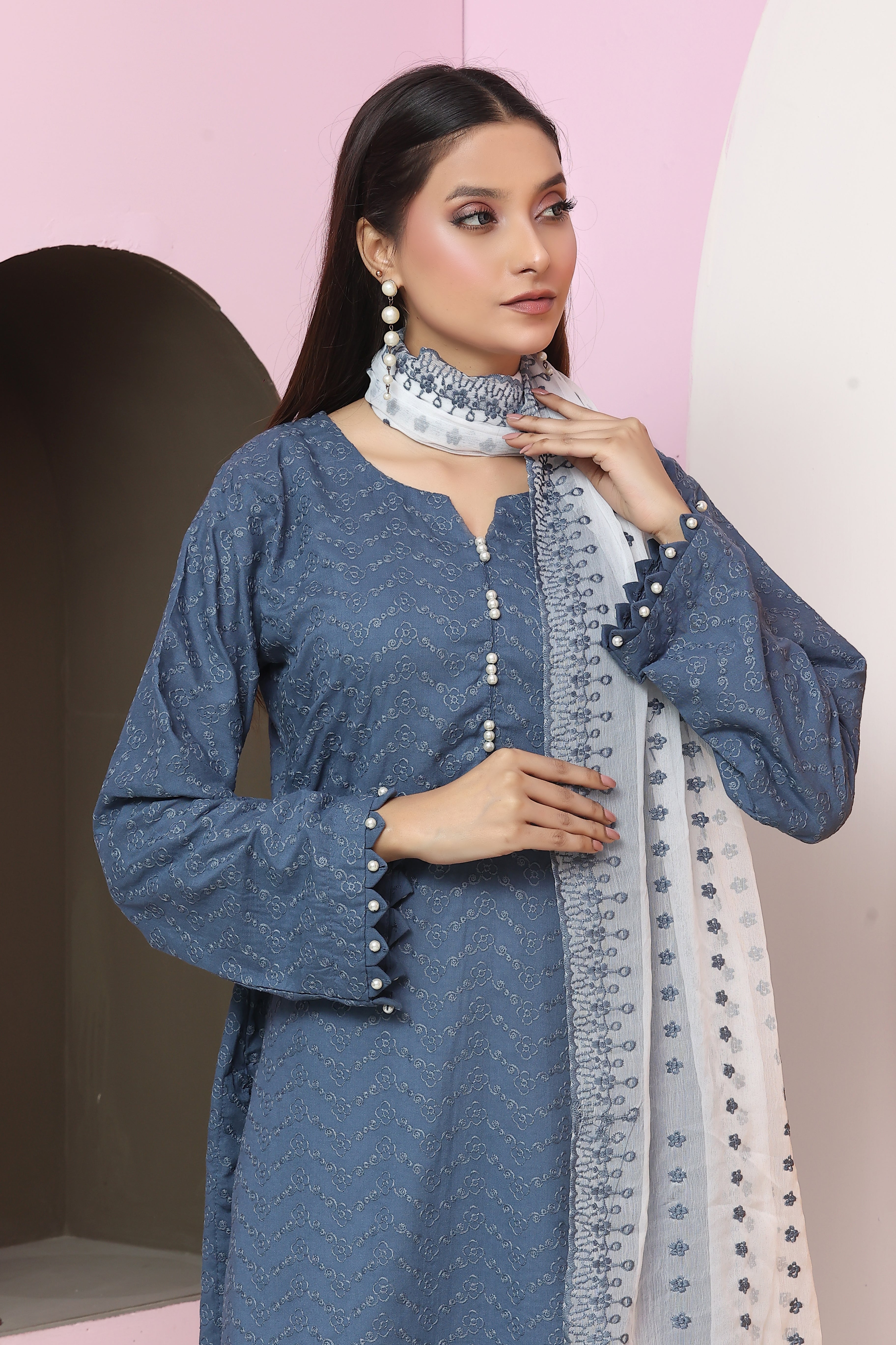 Premium Chikankari Unstitched 3pcs suit