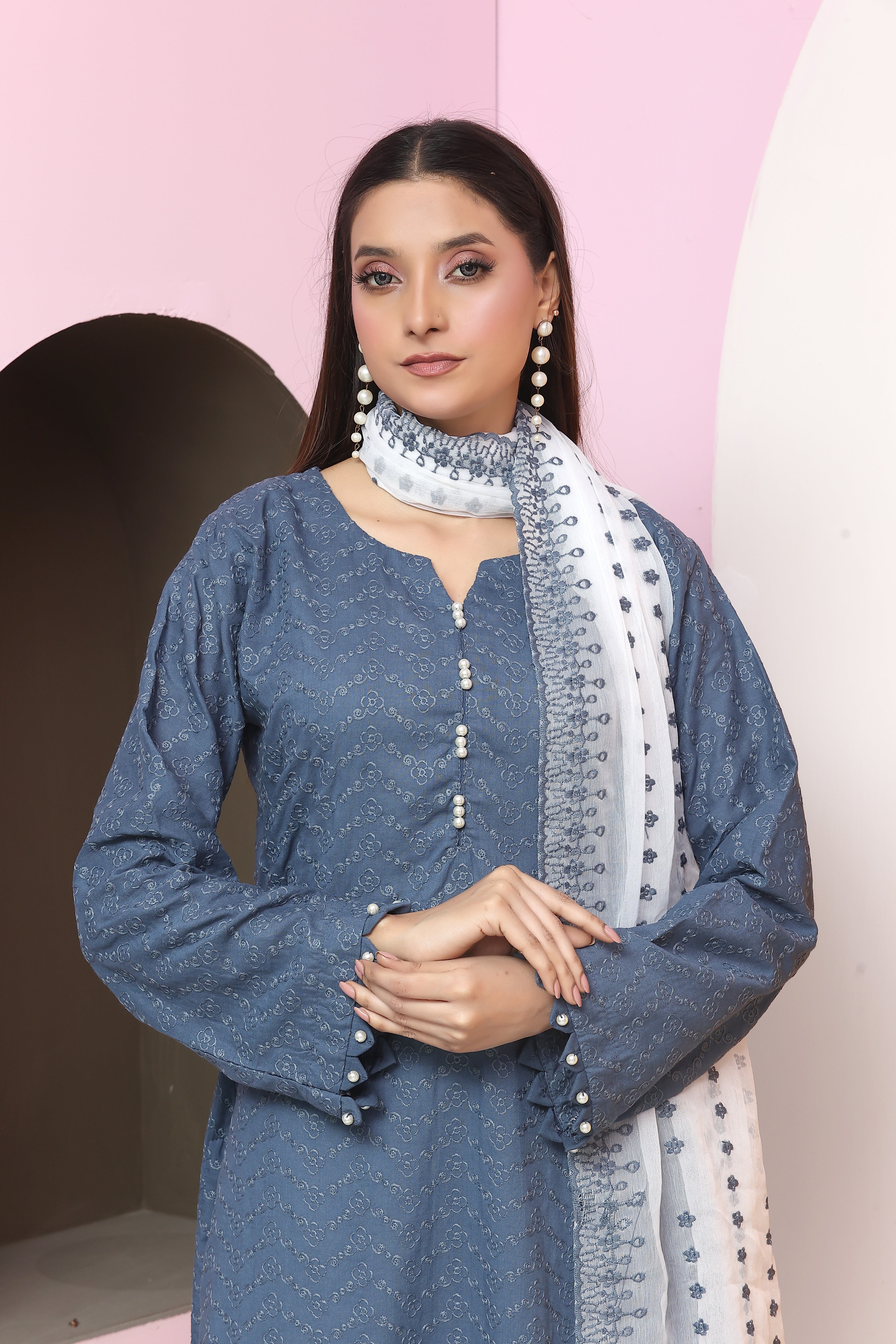 Premium Chikankari Unstitched 3pcs suit