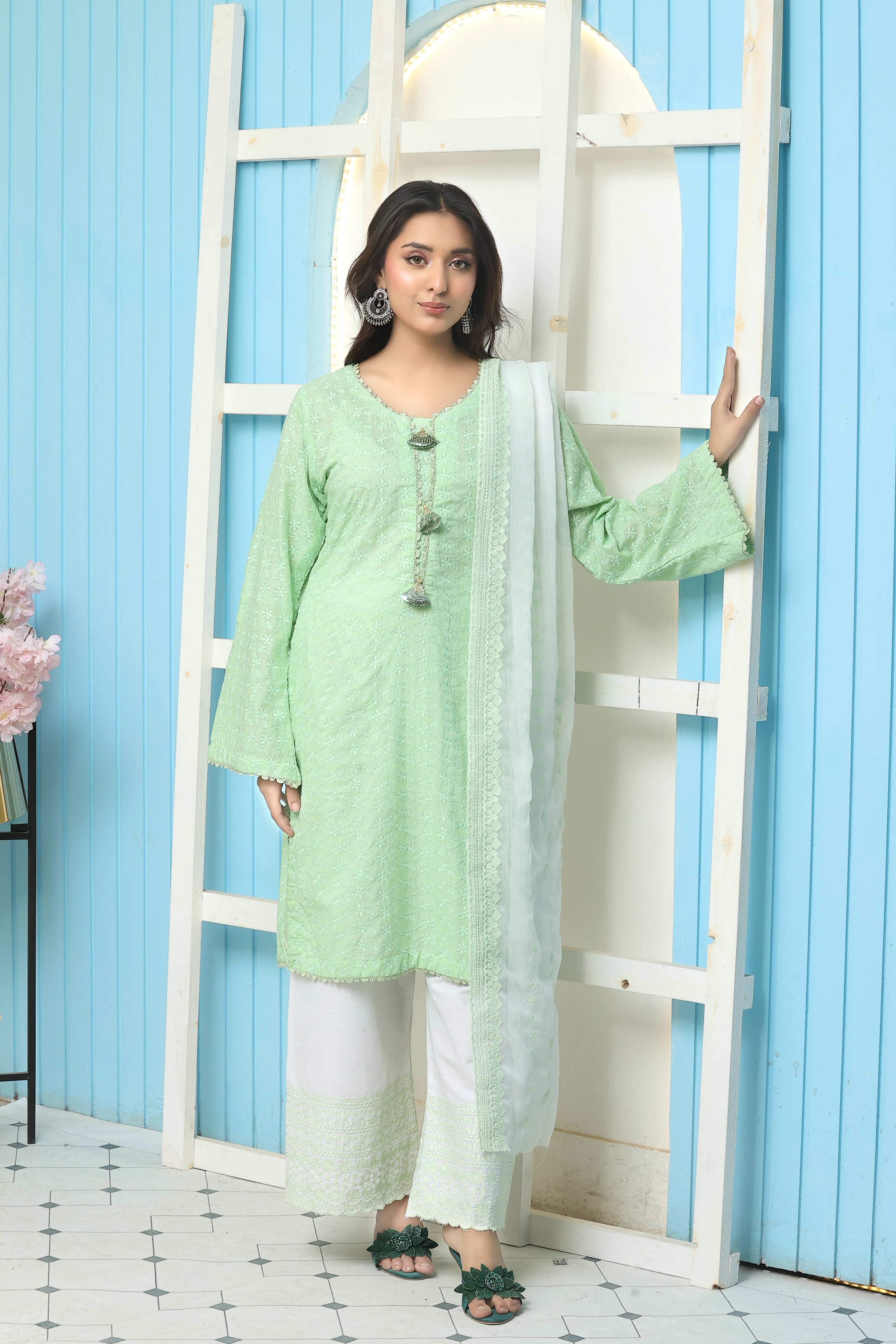 Premium Chikankari Unstitched 3pcs suit