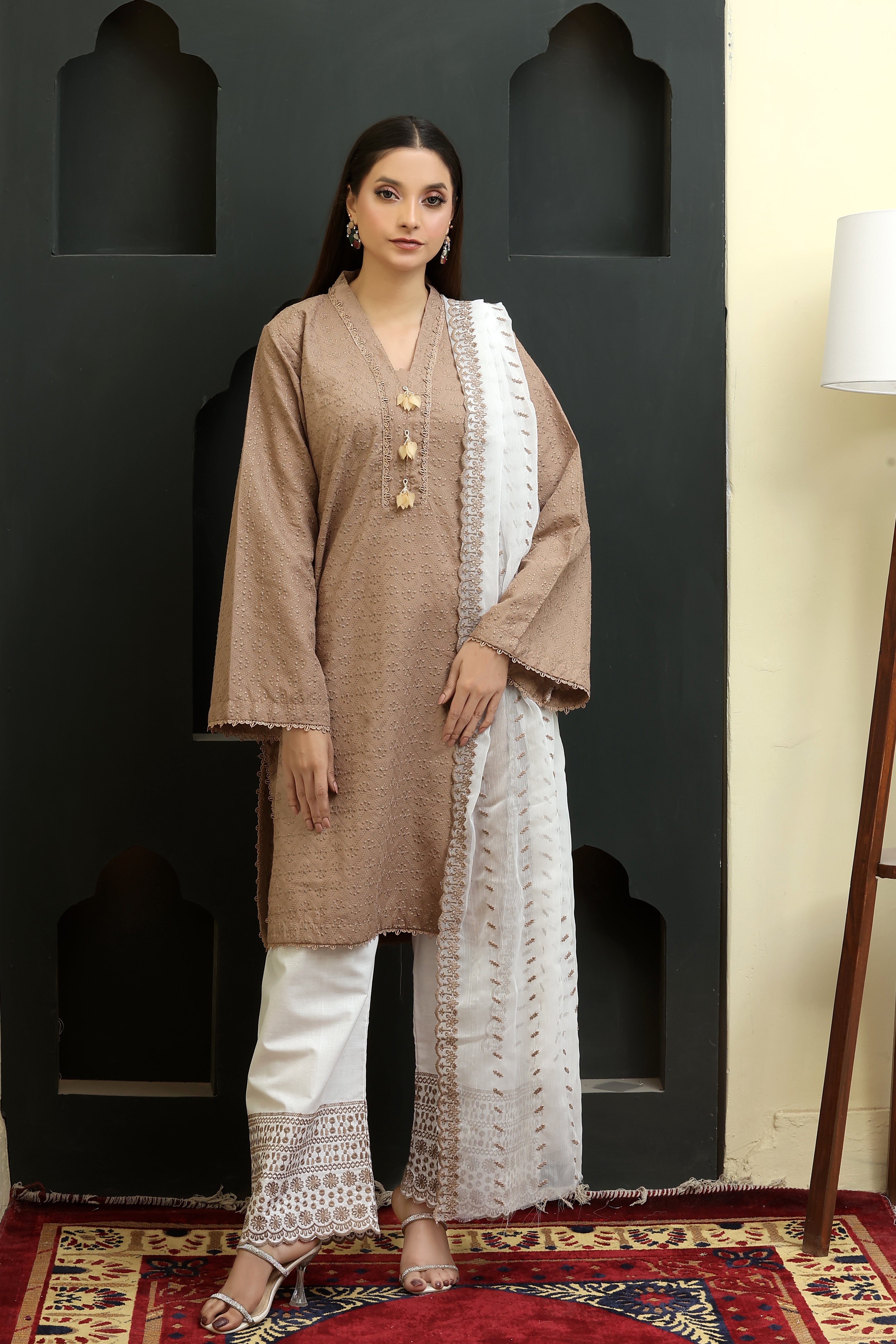 Zehra Premium Chikankari Unstitched 3pcs suit