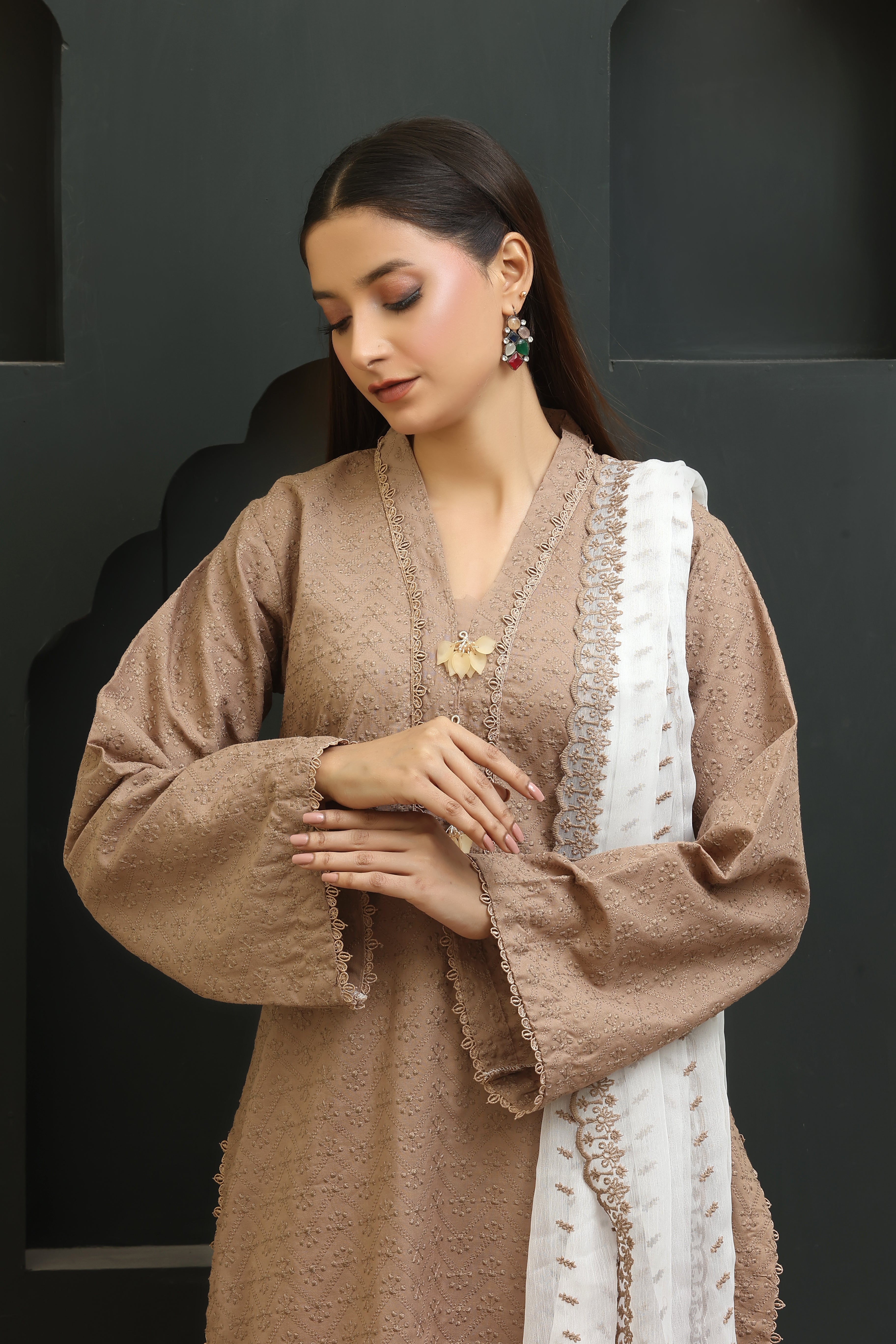 Zehra Premium Chikankari Unstitched 3pcs suit