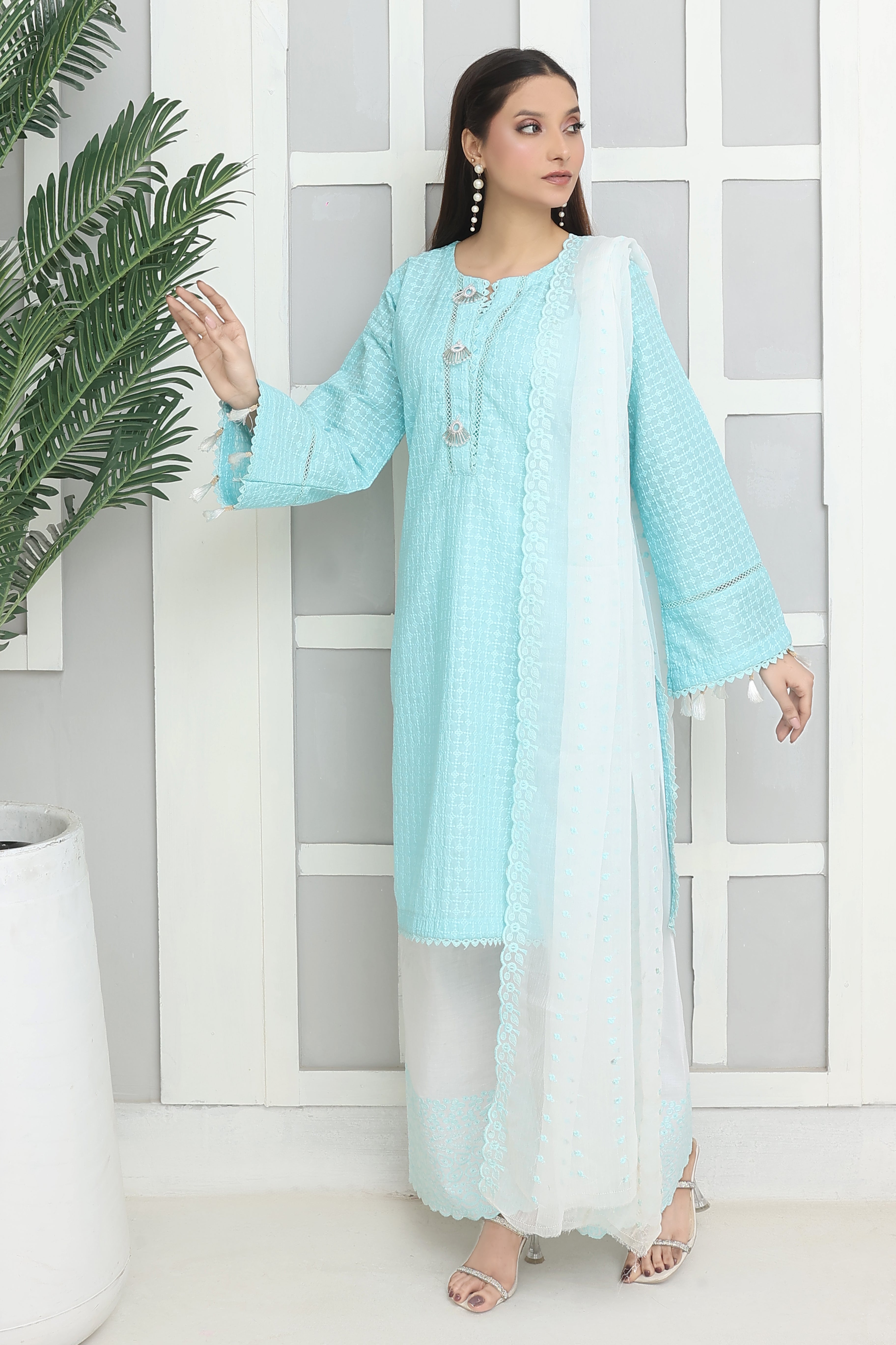 Humna Premium Chikankari Unstitched 3pcs suit