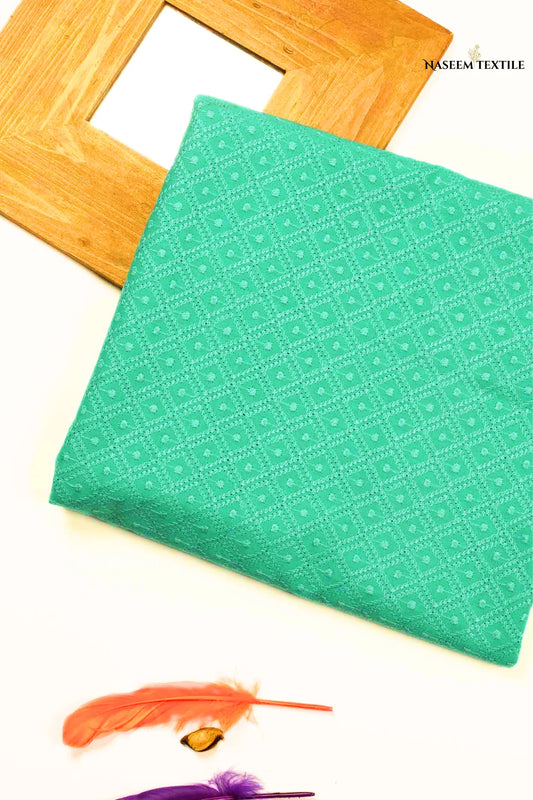 Aqua Green Unstitched Chikankari Kurta Fabric for Men | NT-M05