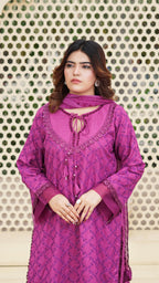 Sosan – Premium Embroidered Stitched Dhanak 3 Piece Suit | The Festive Pret