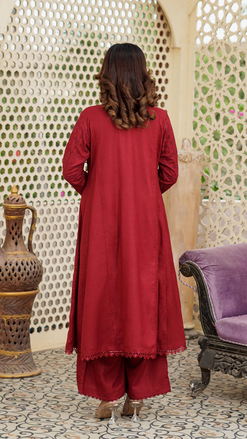 Anaar – Premium Embroidered Stitched Dhanak 3 Piece Suit | The Festive Pret