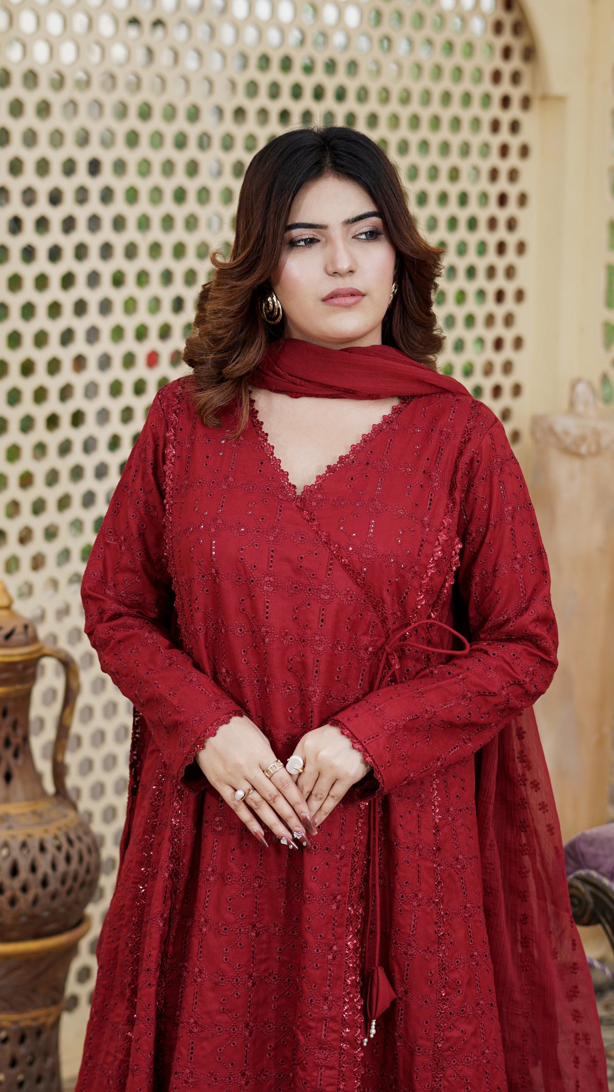 Anaar – Premium Embroidered Stitched Dhanak 3 Piece Suit | The Festive Pret