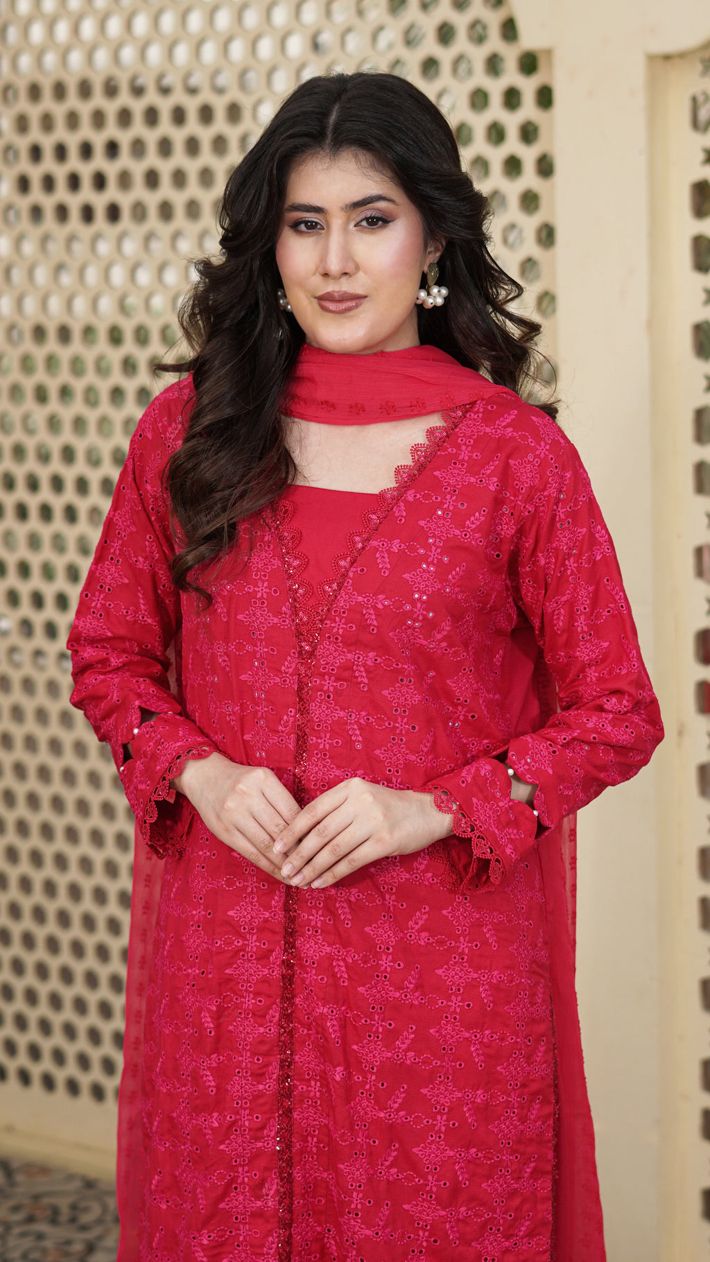 Gulabo – Premium Embroidered Stitched Dhanak 3 Piece Suit | The Festive Pret