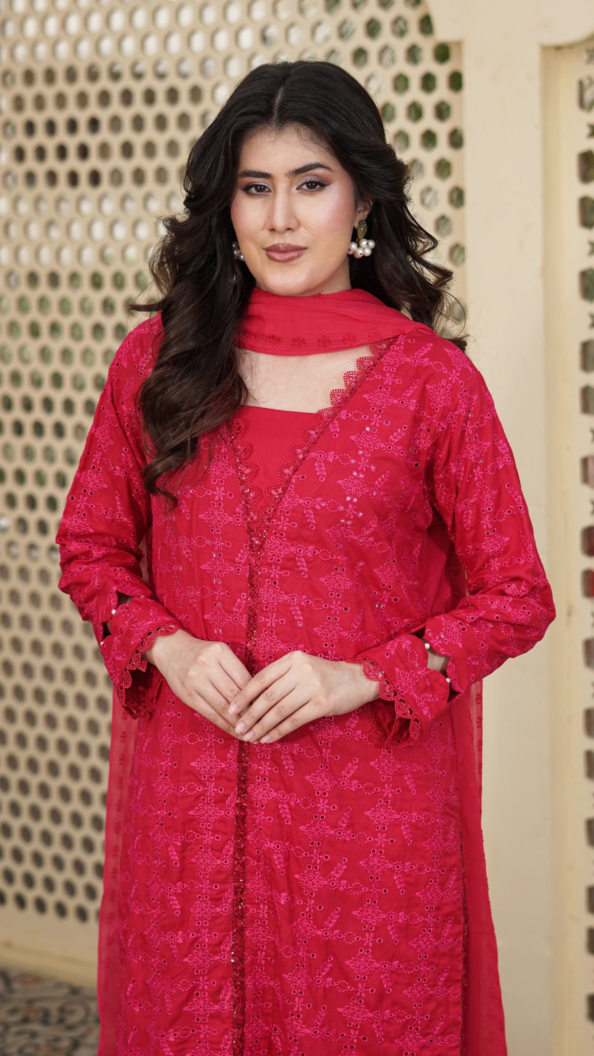 Gulabo – Premium Embroidered Stitched Dhanak 3 Piece Suit | The Festive Pret
