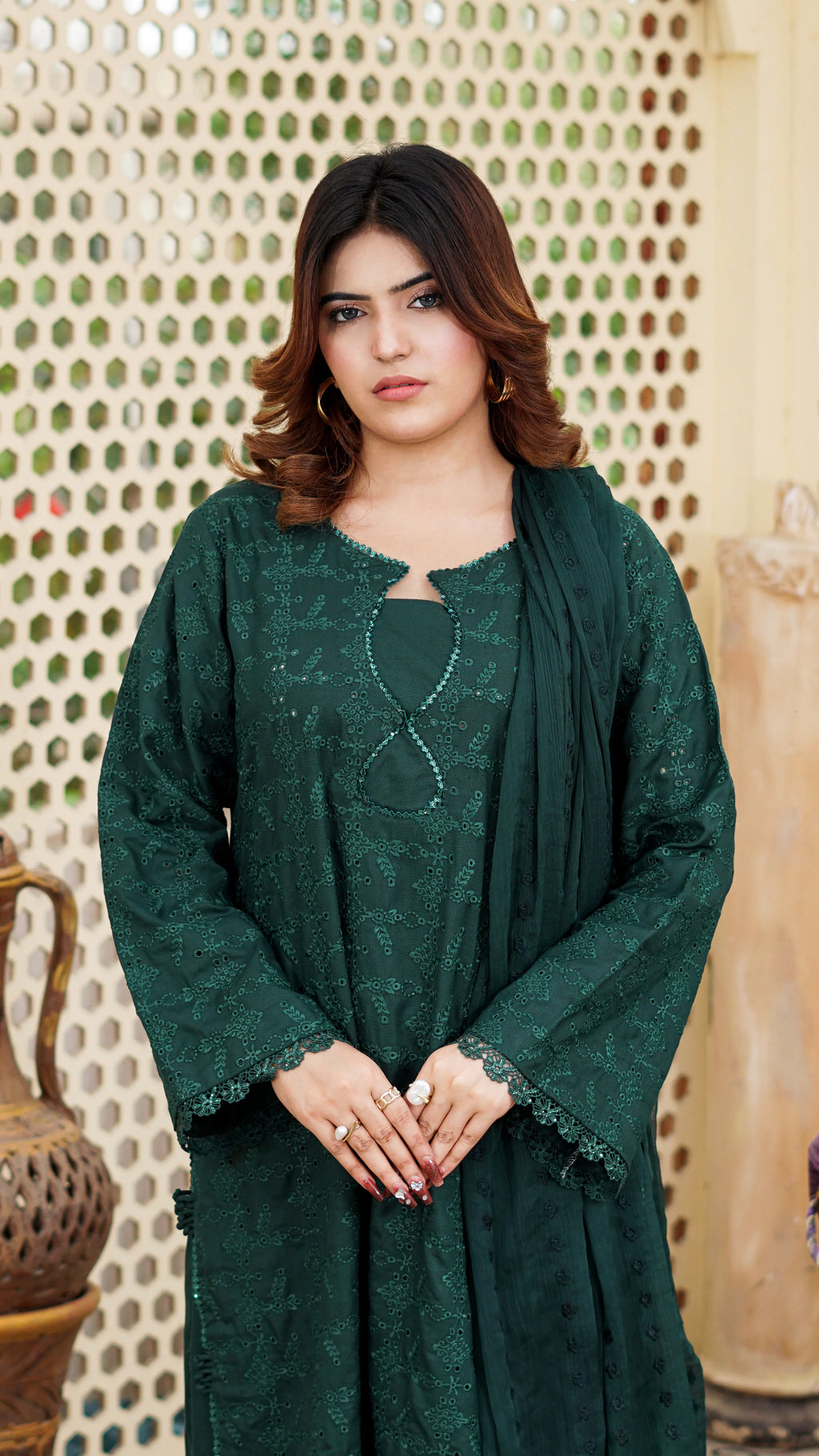 Zamurrad – Premium Embroidered Stitched Dhanak 3 Piece Suit | The Festive Pret