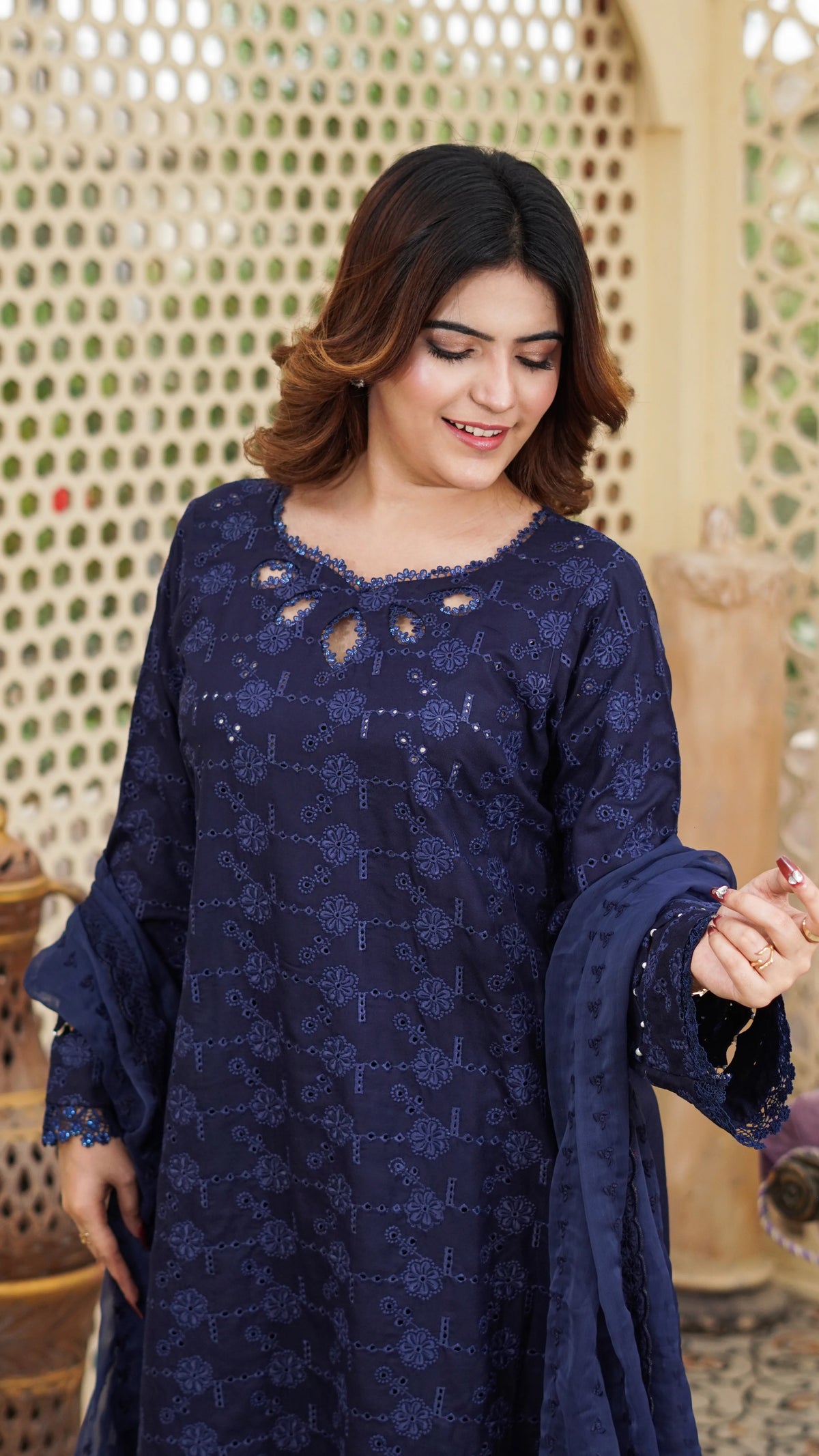 Neelam – Premium Embroidered Stitched Dhanak 3 Piece Suit | The Festive Pret