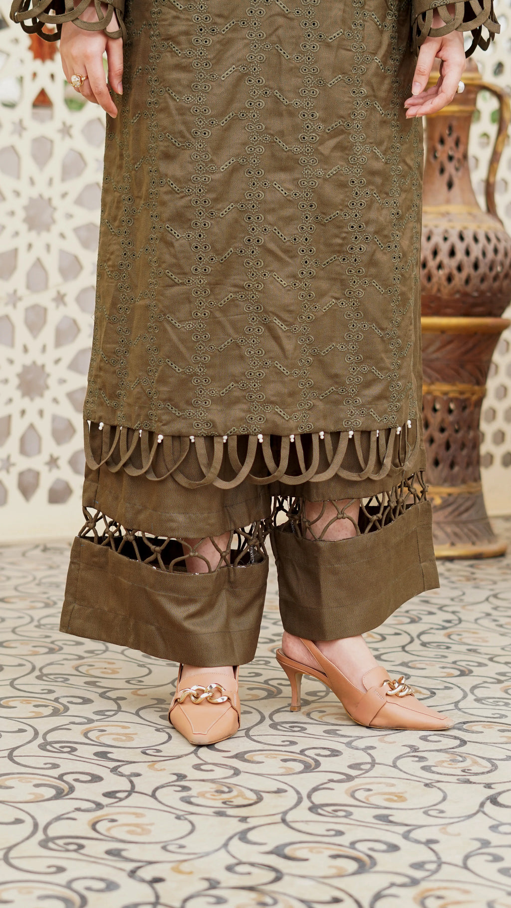 Khizan – Premium Embroidered Stitched Dhanak 3 Piece Suit | The Festive Pret
