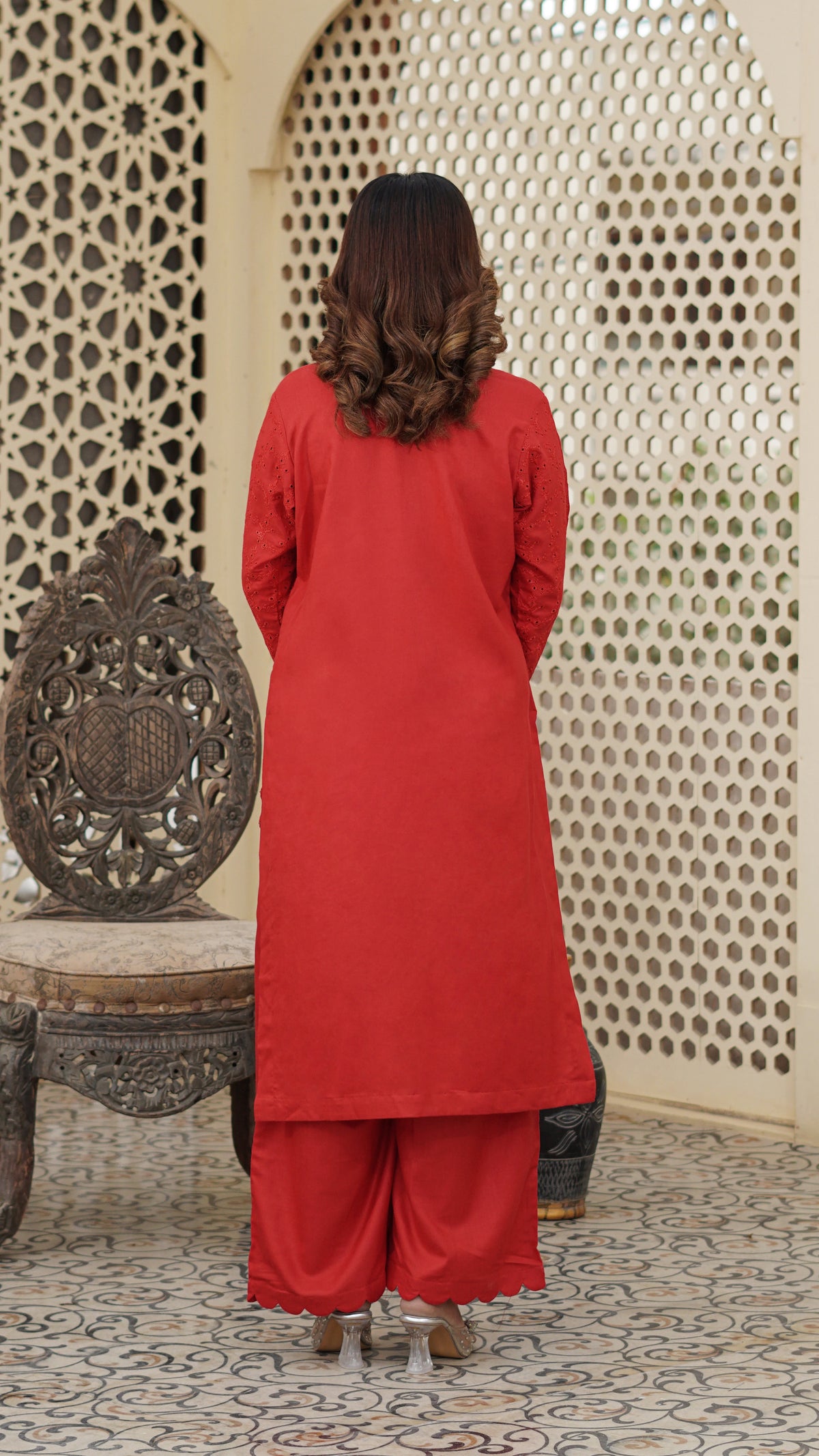 Surkh – Premium Embroidered Stitched Dhanak 3 Piece Suit | The Festive Pret