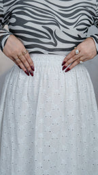Pearl Lattice Chikankari Tiered Skirt | The Western Edit