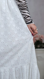 Pearl Lattice Chikankari Tiered Skirt | The Western Edit