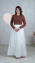 Cloud Stripe Chikankari Flared Skirt | The Western Edit