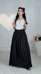Noir Vine Chikankari Maxi Skirt | The Western Edit