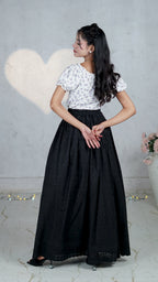 Noir Vine Chikankari Maxi Skirt | The Western Edit